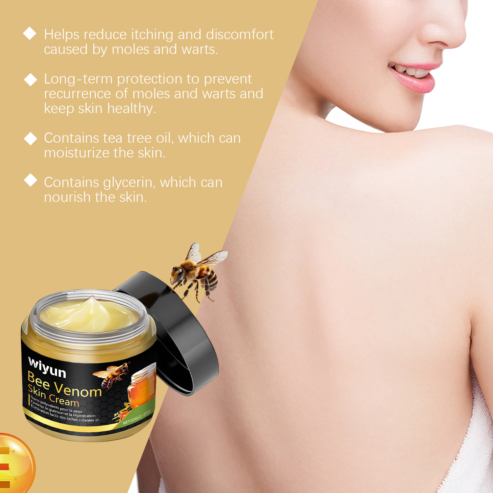 wiyun bee venom skin care cream gentle moisturizing repair body blemishe 3