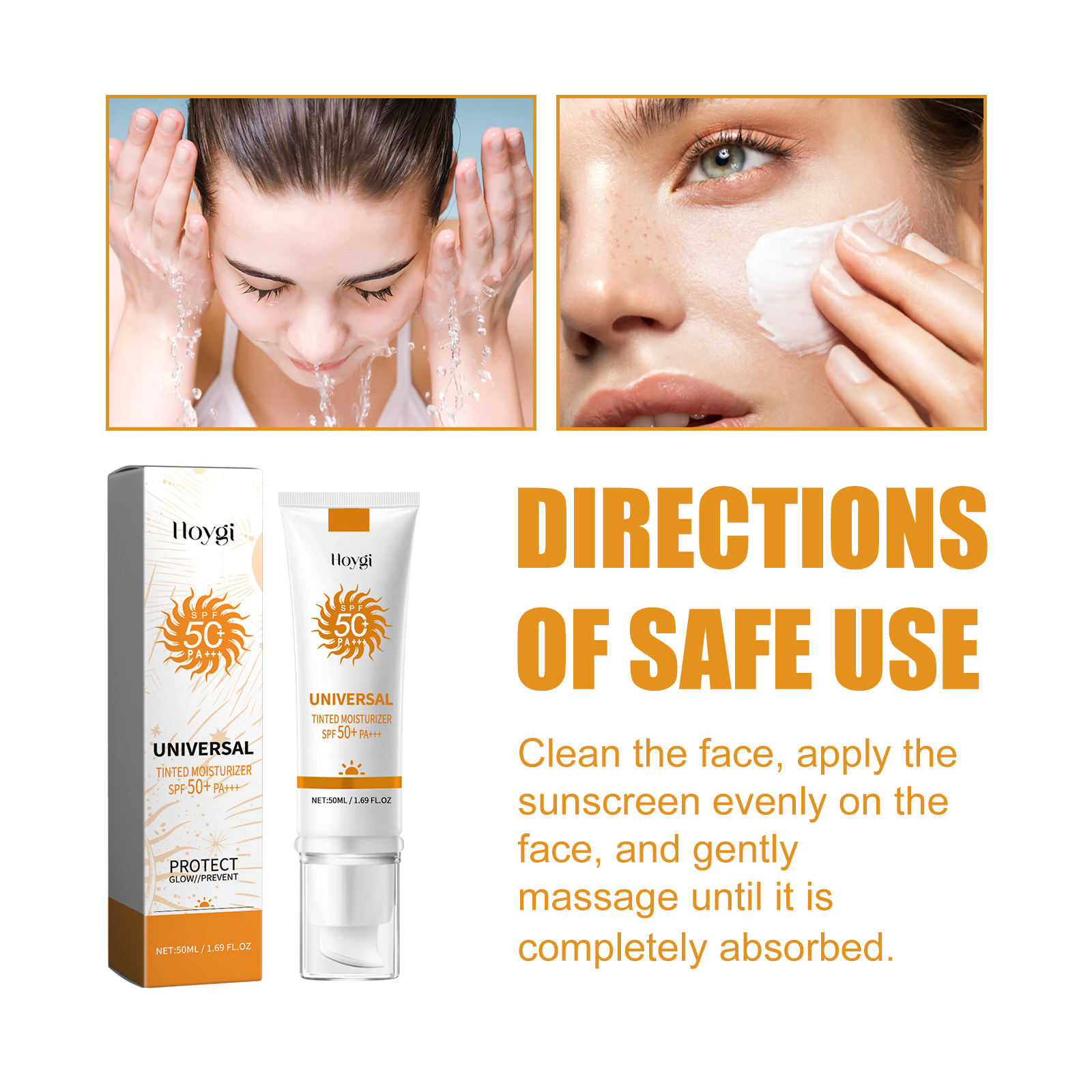 Hoygi Tinted Moisturizer, Outdoor UV Protection Brightening Skin Hydrating Protective Cream image 6
