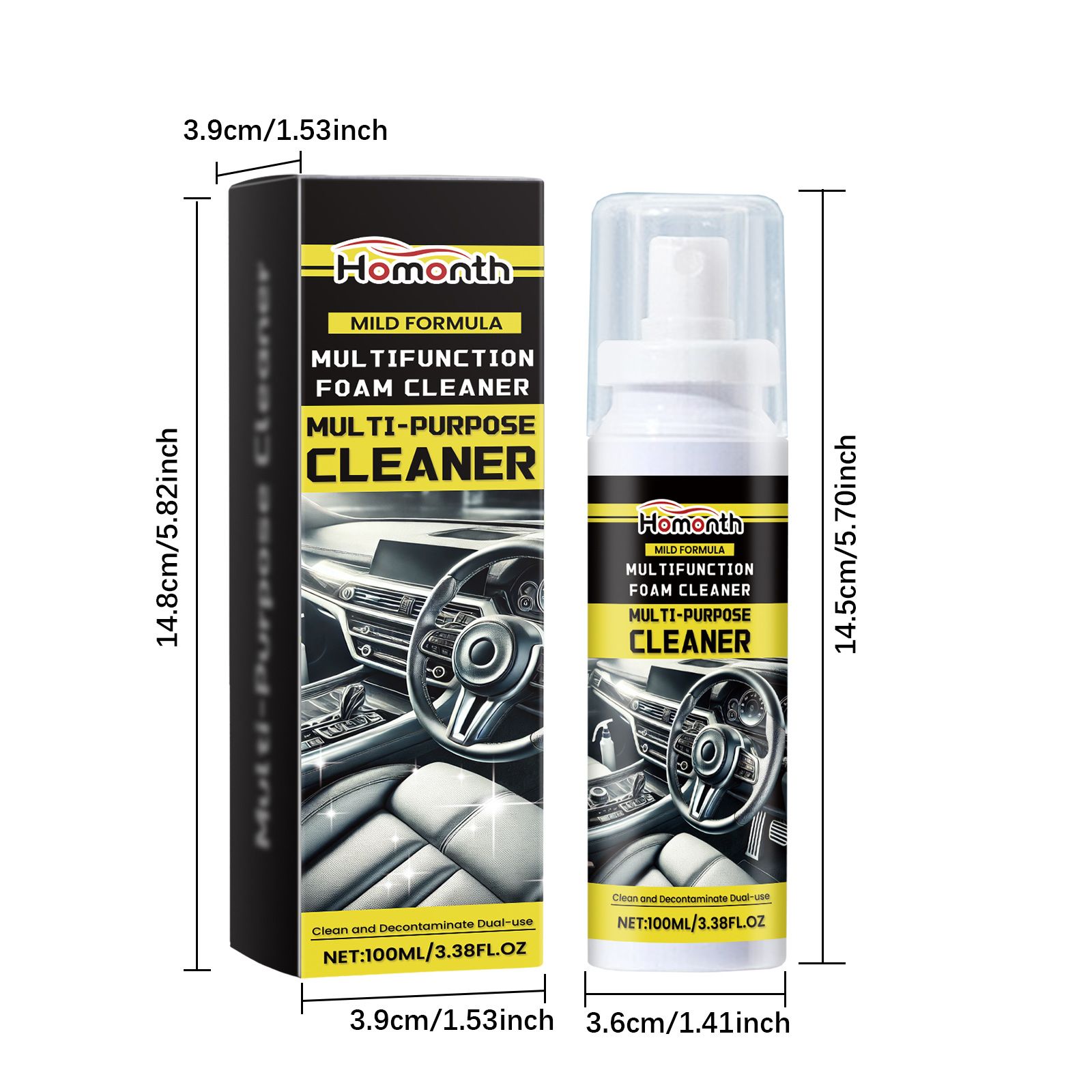 HOMONTH Multipurpose Automotive Interior Cleaner, 100 ml / 1 Bottle image 3