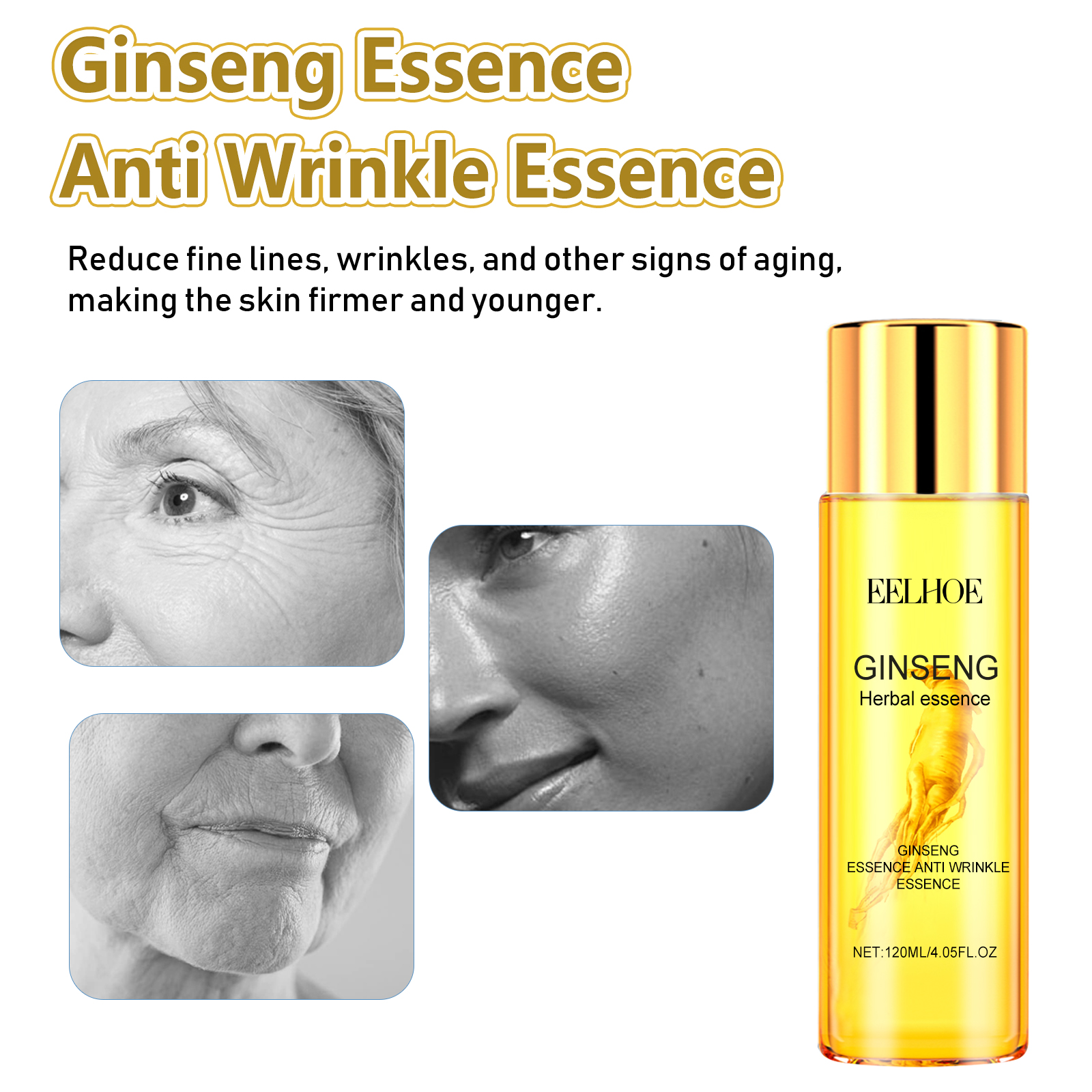 EELHOE Ginseng Essence Anti Wrinkle Essence, Wrinkles Firming Facial Skin Smooth And Tender And Elastic image 3