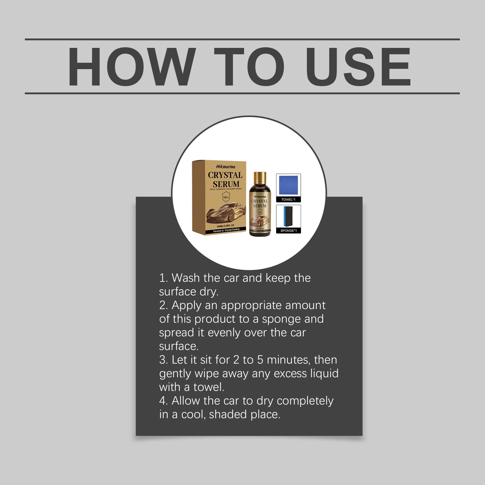 Hikmarion Automotive Ceramic Coating Kit, 100 ml with Sponge and Cloth image 8