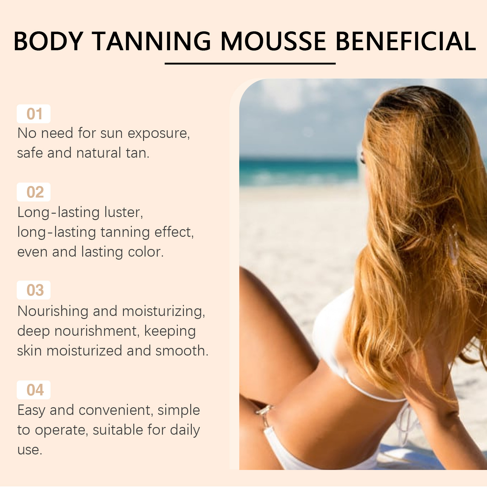 OUHOE Black Body Mousse Summer Tanning Bronzer Moisturizes And Equalizes Skin Tone With A Dark Mousse image 3