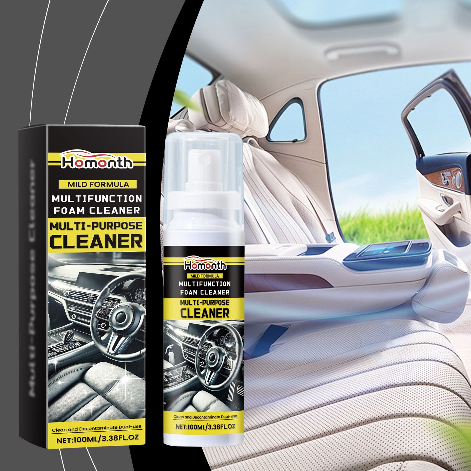 HOMONTH Multipurpose Automotive Interior Cleaner, 100 ml / 1 Bottle image 5