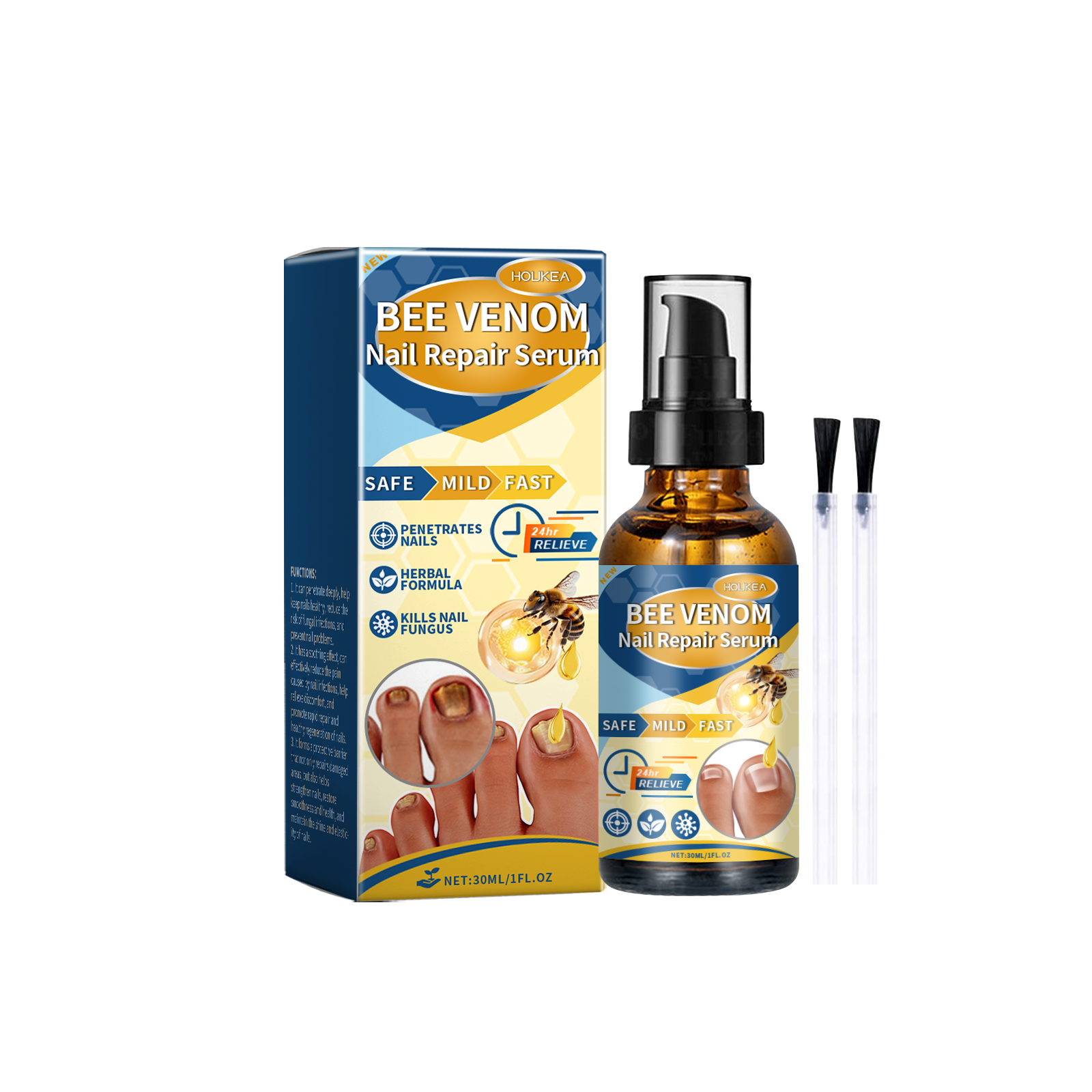 Houkea Bee Venom Nail Repair Lotion Gently Cleanses Nails, Moisturizes And Brightening Nails Soothing Care Essence