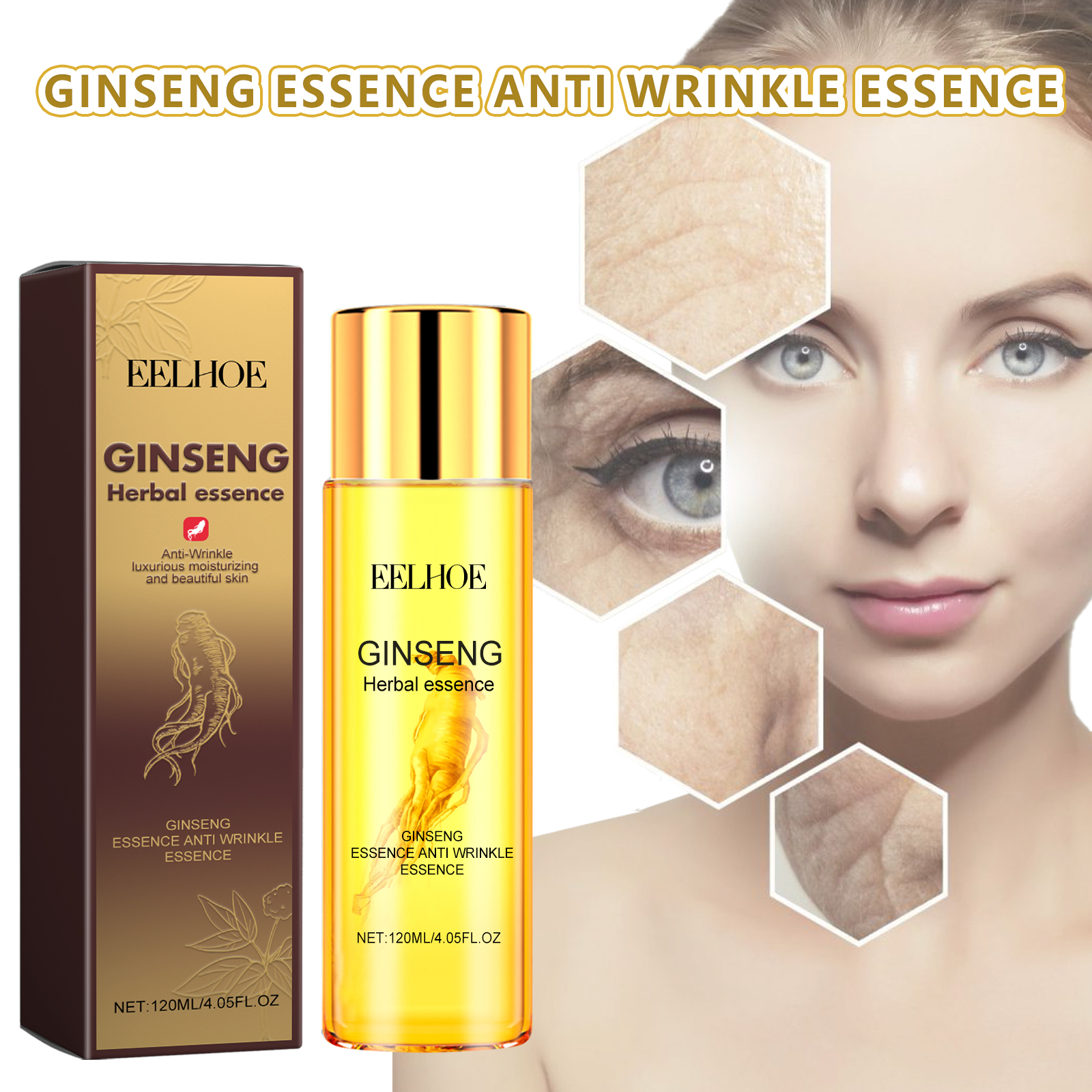 EELHOE Ginseng Essence Anti Wrinkle Essence, Wrinkles Firming Facial Skin Smooth And Tender And Elastic image 2