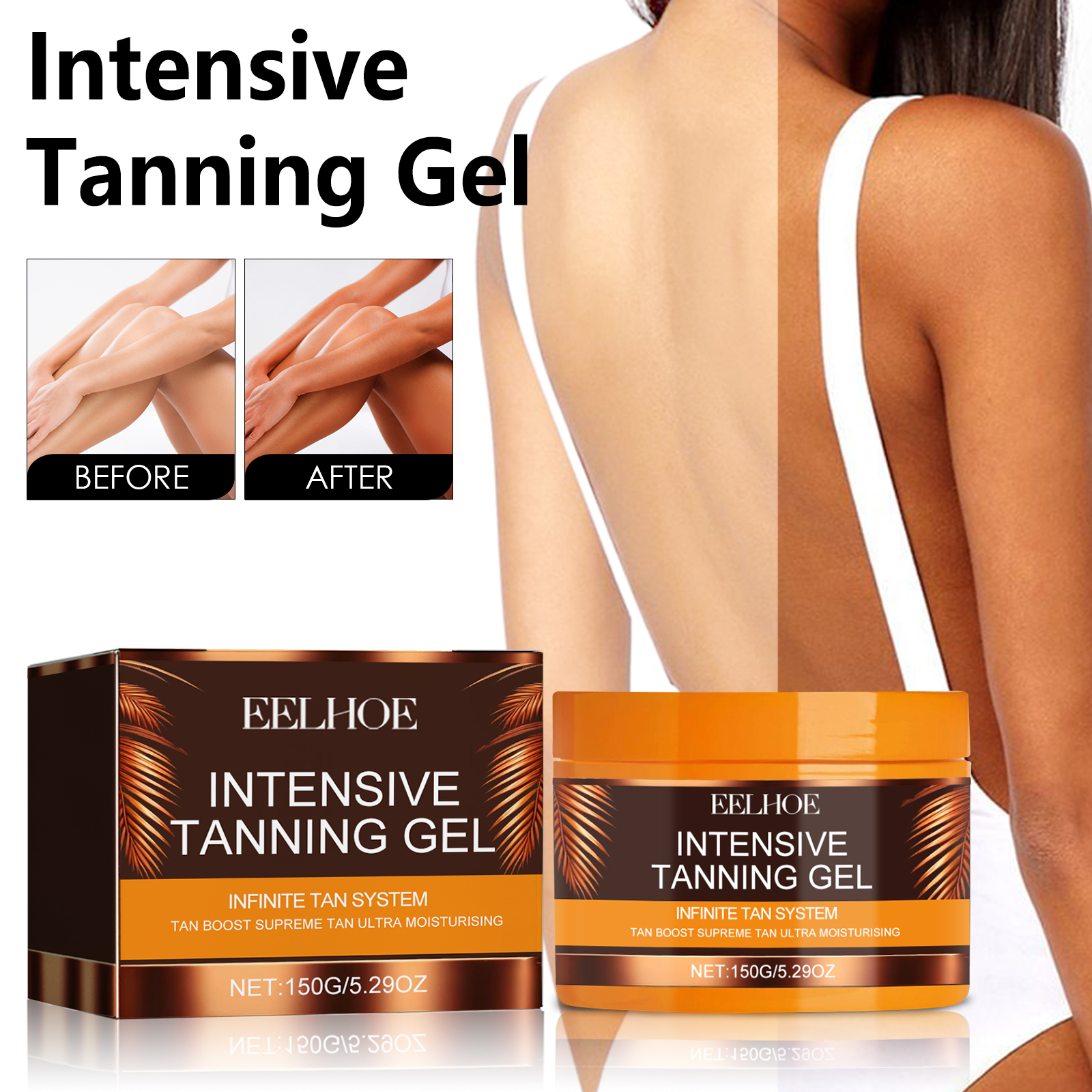 EELHOE Intensive Tanning Gel, Beach Tanning Wheat Tan Is Light And Non-Greasy image 2