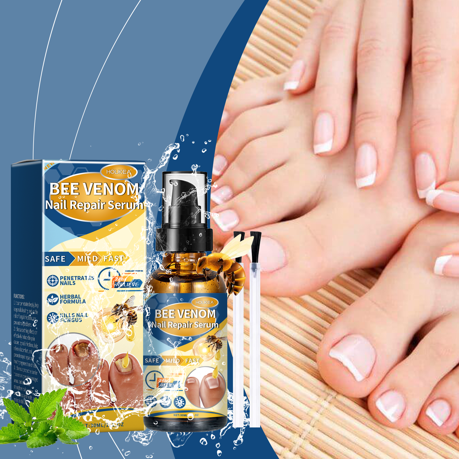 Houkea Bee Venom Nail Repair Lotion Gently Cleanses Nails, Moisturizes And Brightening Nails Soothing Care Essence image 2