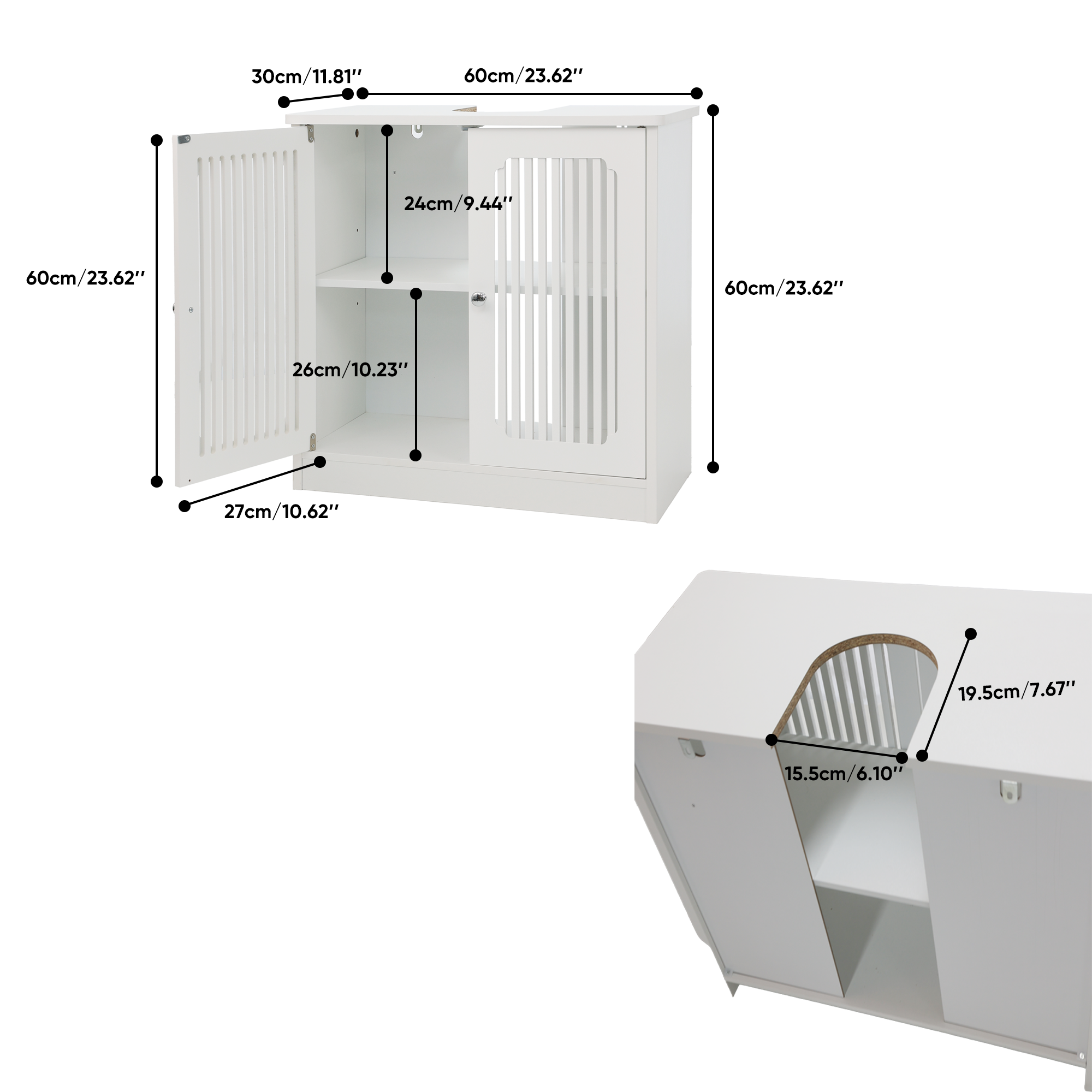 Washbasin Cabinet Without Basin, Louvered Double-door Floor-standing Bathroom