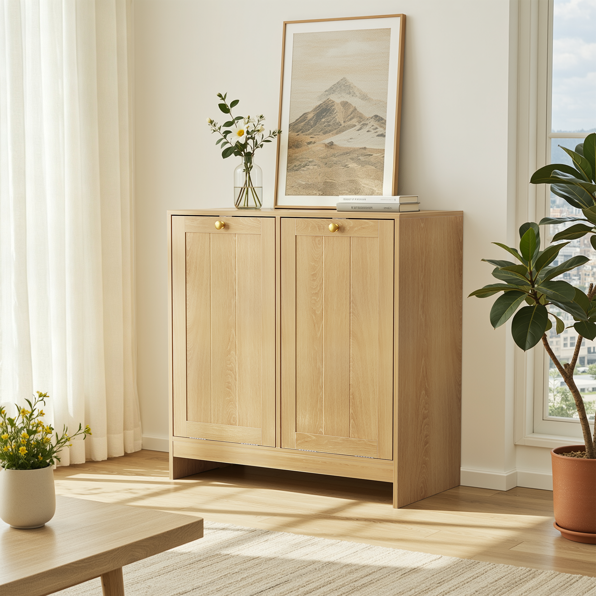 Tilted Laundry Hamper With Removable Basket, Hidden Bathroom Storage Cabinet