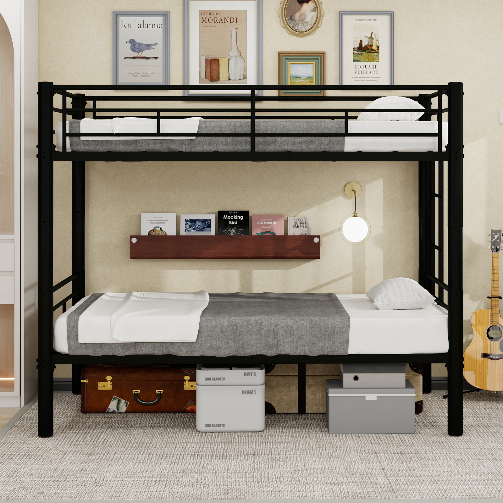 Sturdy Metal Bunk Bed Frame With Iron Structure 2-in-1 Convertible Twin — image 2