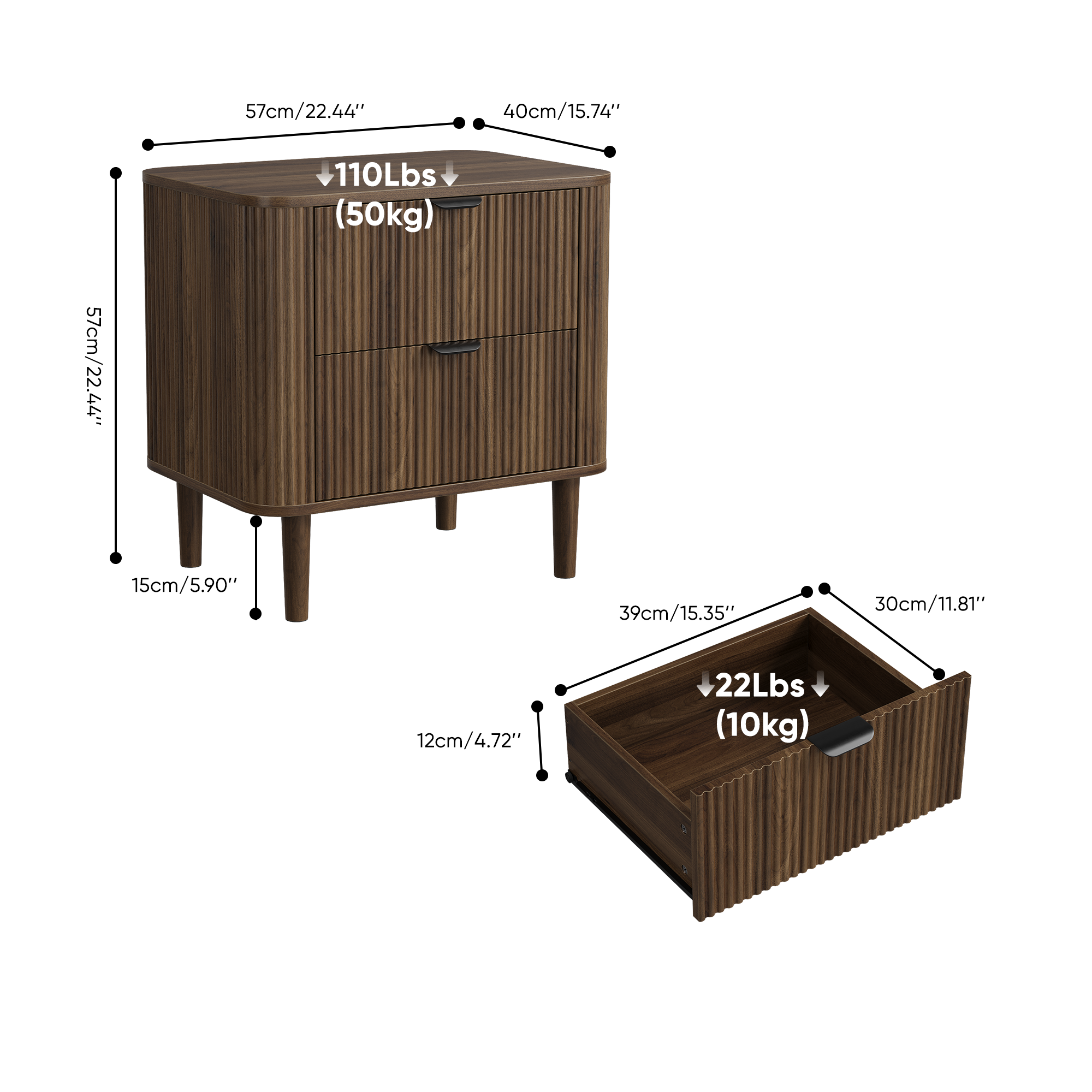 Medieval Modern Style Groove Decorative Cabinet, Walnut Storage Box, With Two — image 4
