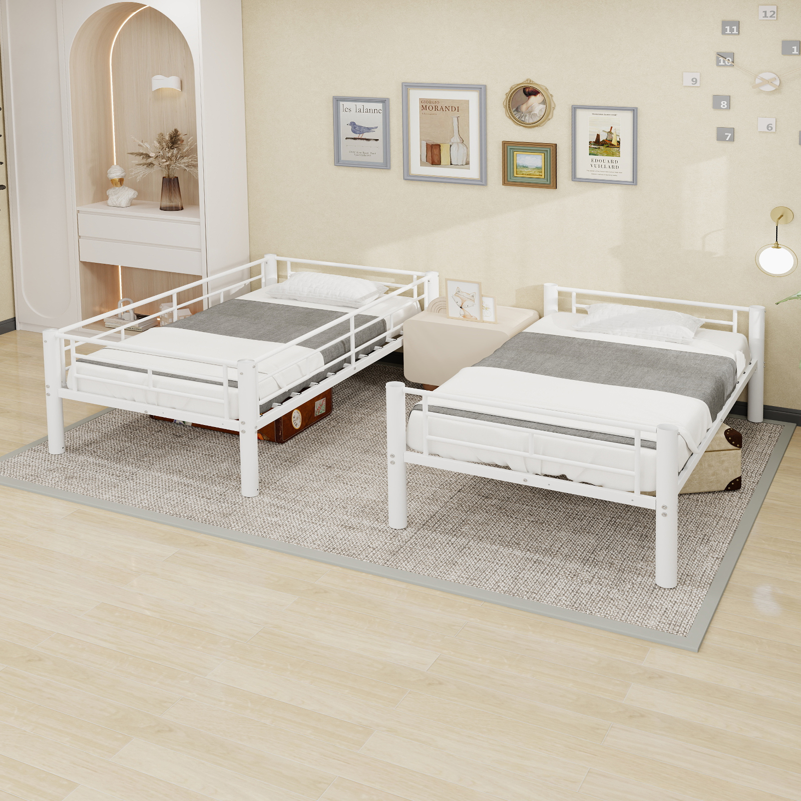 Stylish Metal Bunk Bed With Strong Iron Frame 2-in-1 Convertible Twin Size — image 2