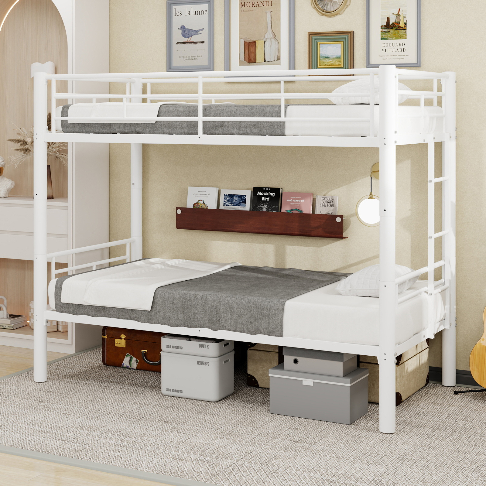 Stylish Metal Bunk Bed With Strong Iron Frame 2-in-1 Convertible Twin Size — image 3