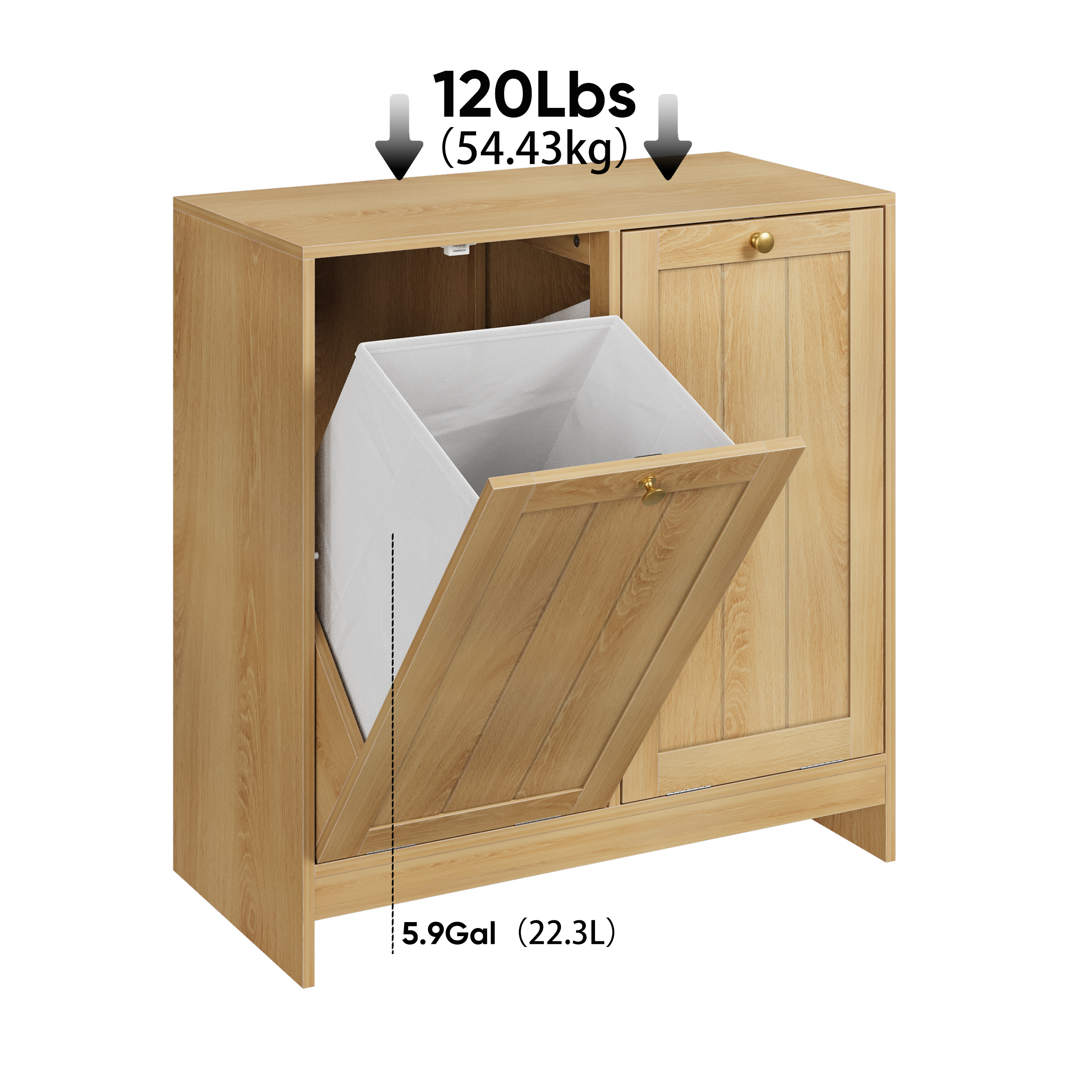 Tilted Laundry Hamper With Removable Basket, Hidden Bathroom Storage Cabinet — image 5