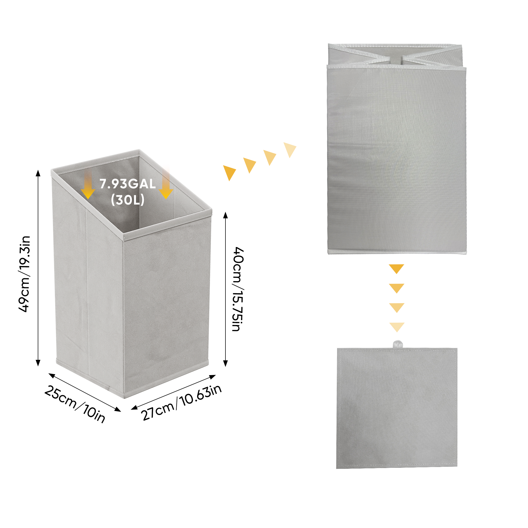 Slanted laundry basket with removable inner basket,