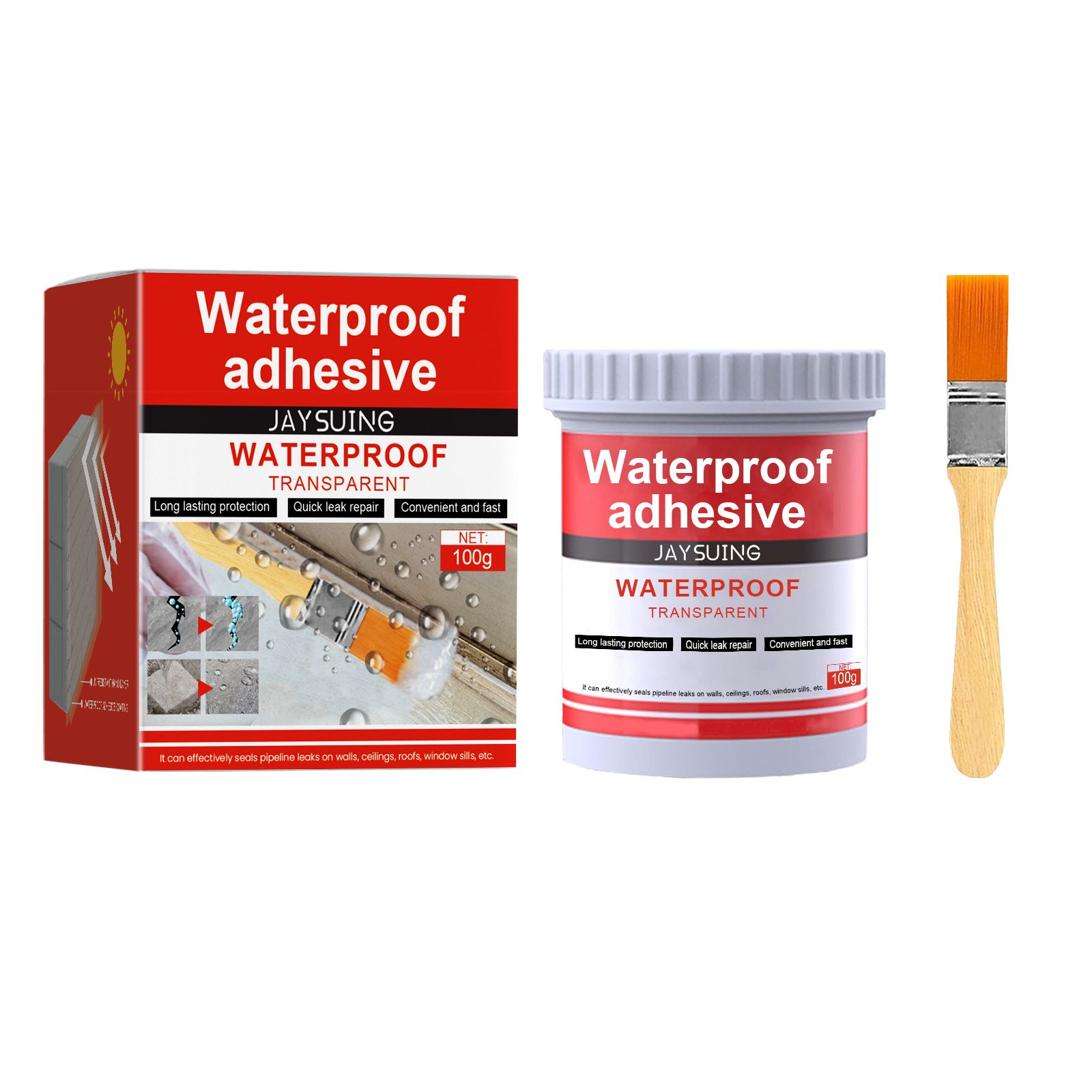 JAYSUING Clear Waterproof Repair Adhesive Kit, 1 Kit