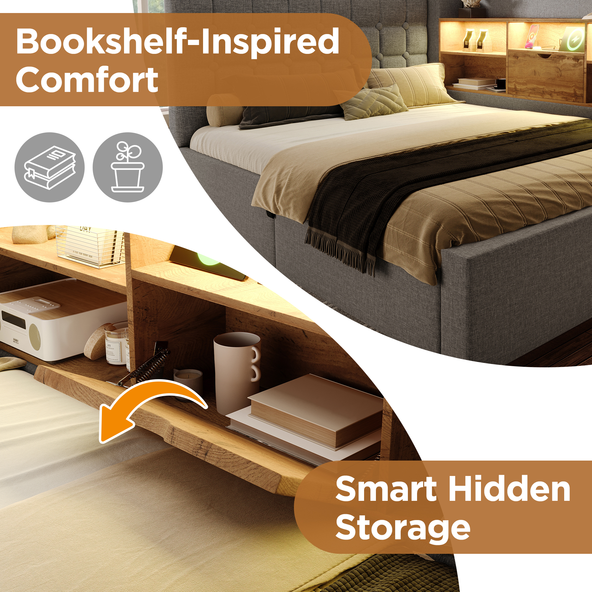 Daybed Upholstered Bed 135 X 190 Cm, 4FT6 Double Sofa With Hydraulic Storage — image 2