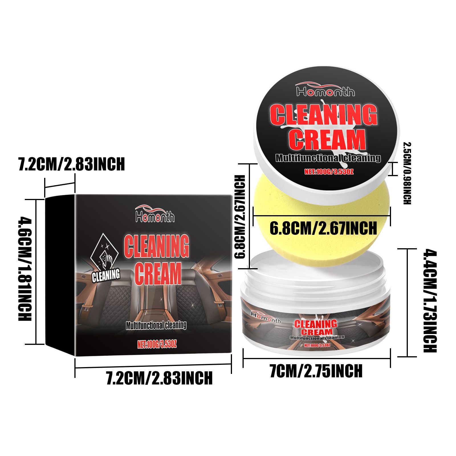 HOMONTH Automotive Interior Cleaning Cream, 1 Kit image 2