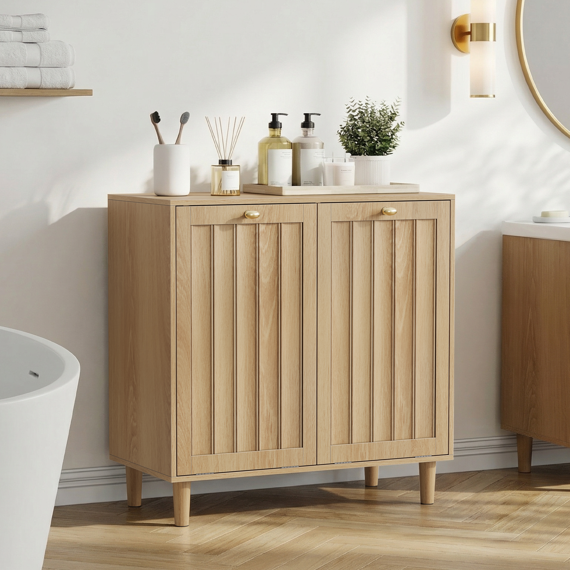 Slanted laundry basket with removable inner basket,