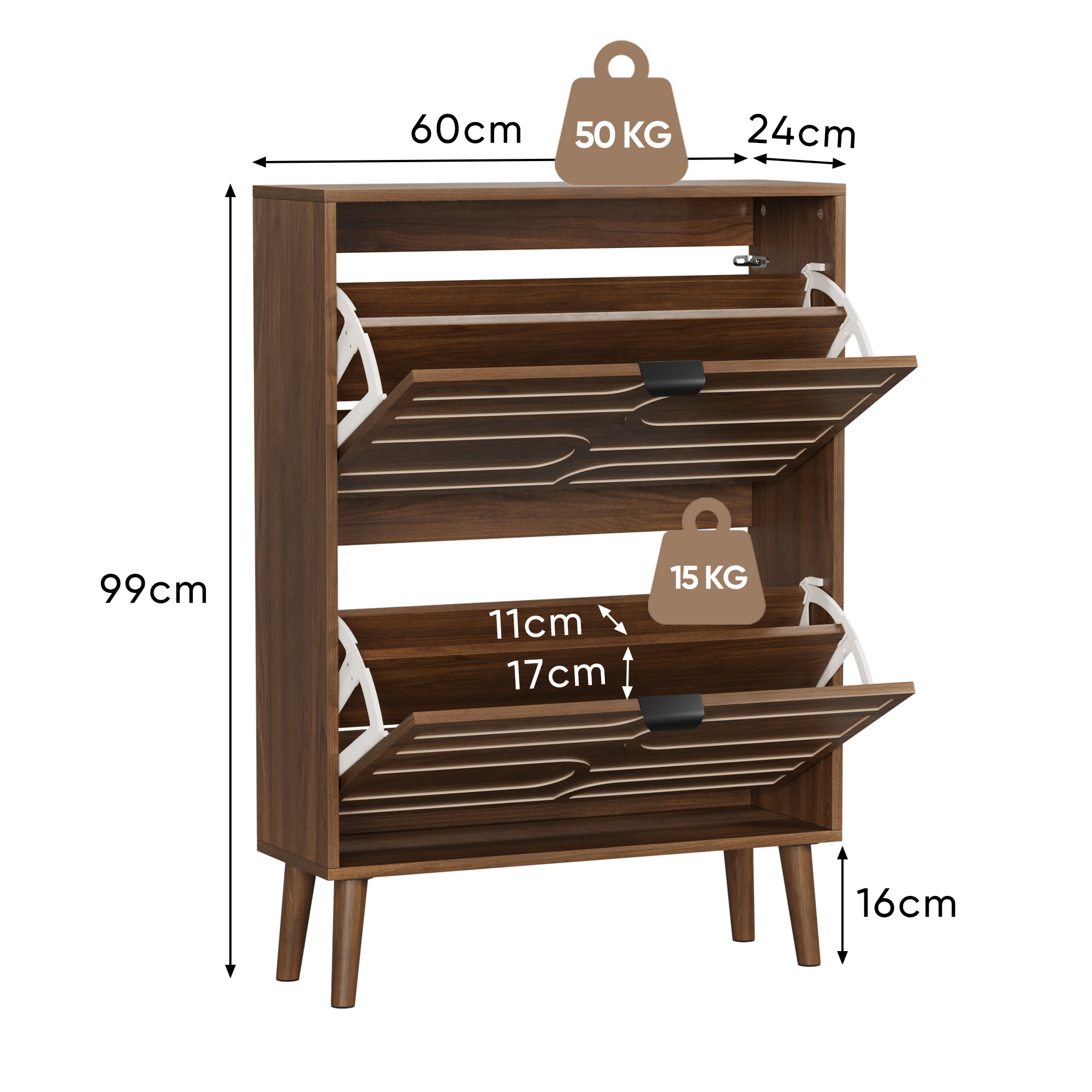 60cm Walnut Shoe Storage Cabinet,Medieval Modern Independent Cabinet, Fence — image 2