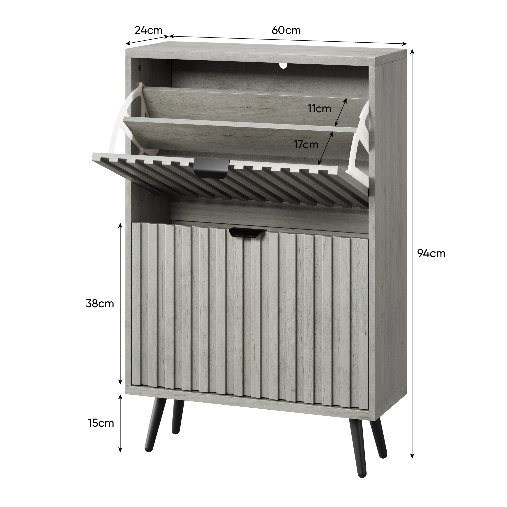 Concealed Shoe Cabinet Featuring A 60 Cm Grey Recessed Handle Design And Two — image 3