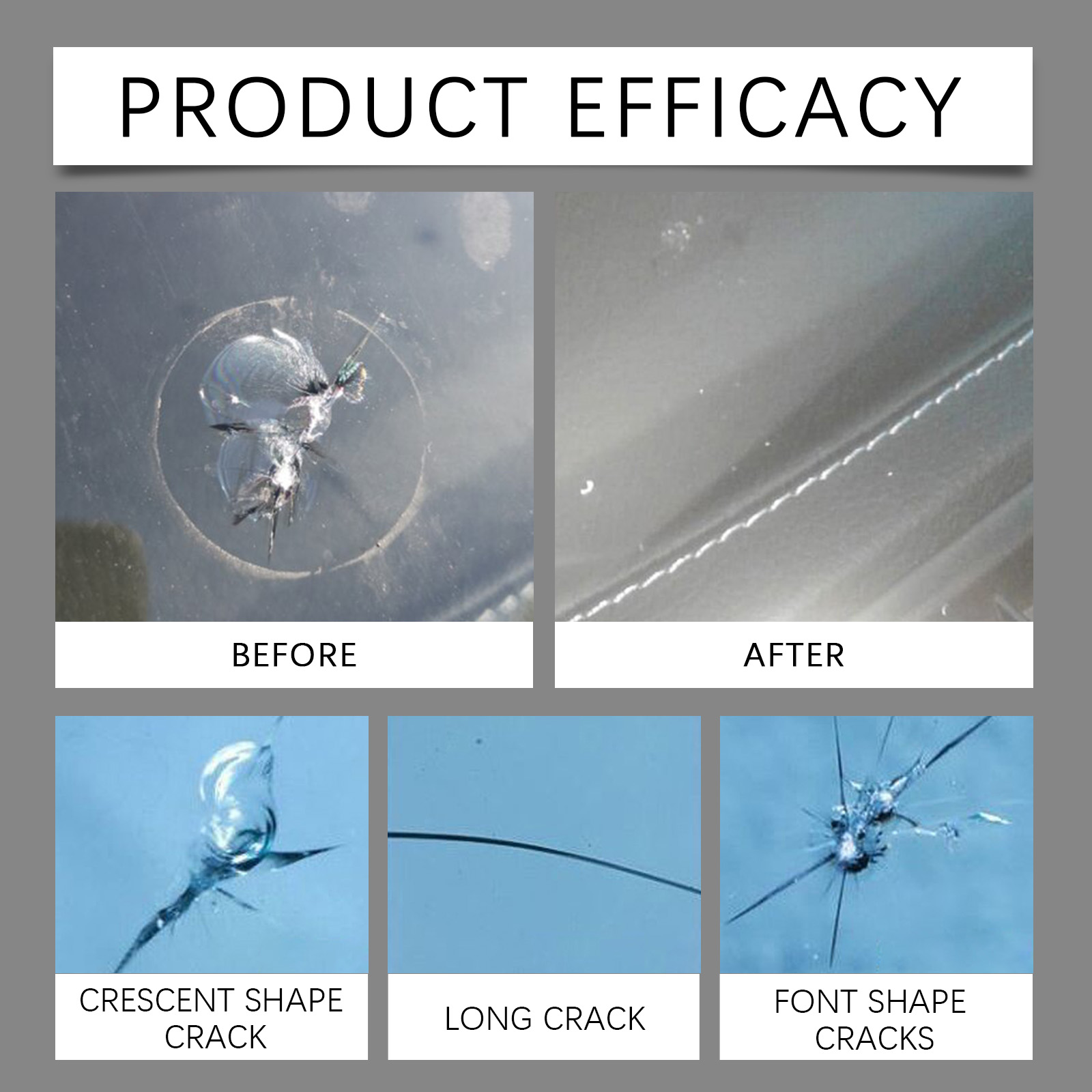 Glass Crack Repair Kit, Windshield Nano Crack Clear View Set