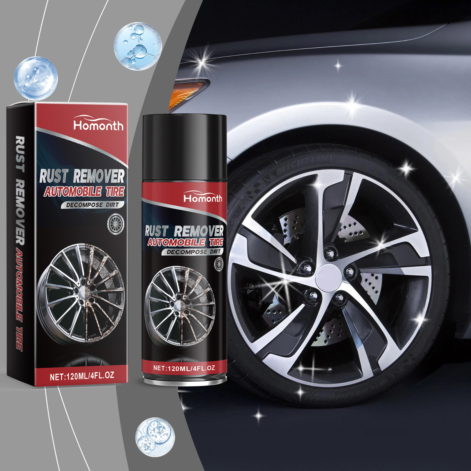 Tire Rust Remover, Decontamination De-Scale Tire Restoration Wash