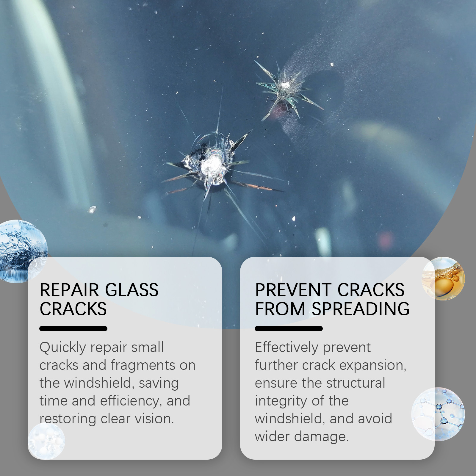 Windshield Repair Glue, Crack Chip Clear View Restoration Adhesive