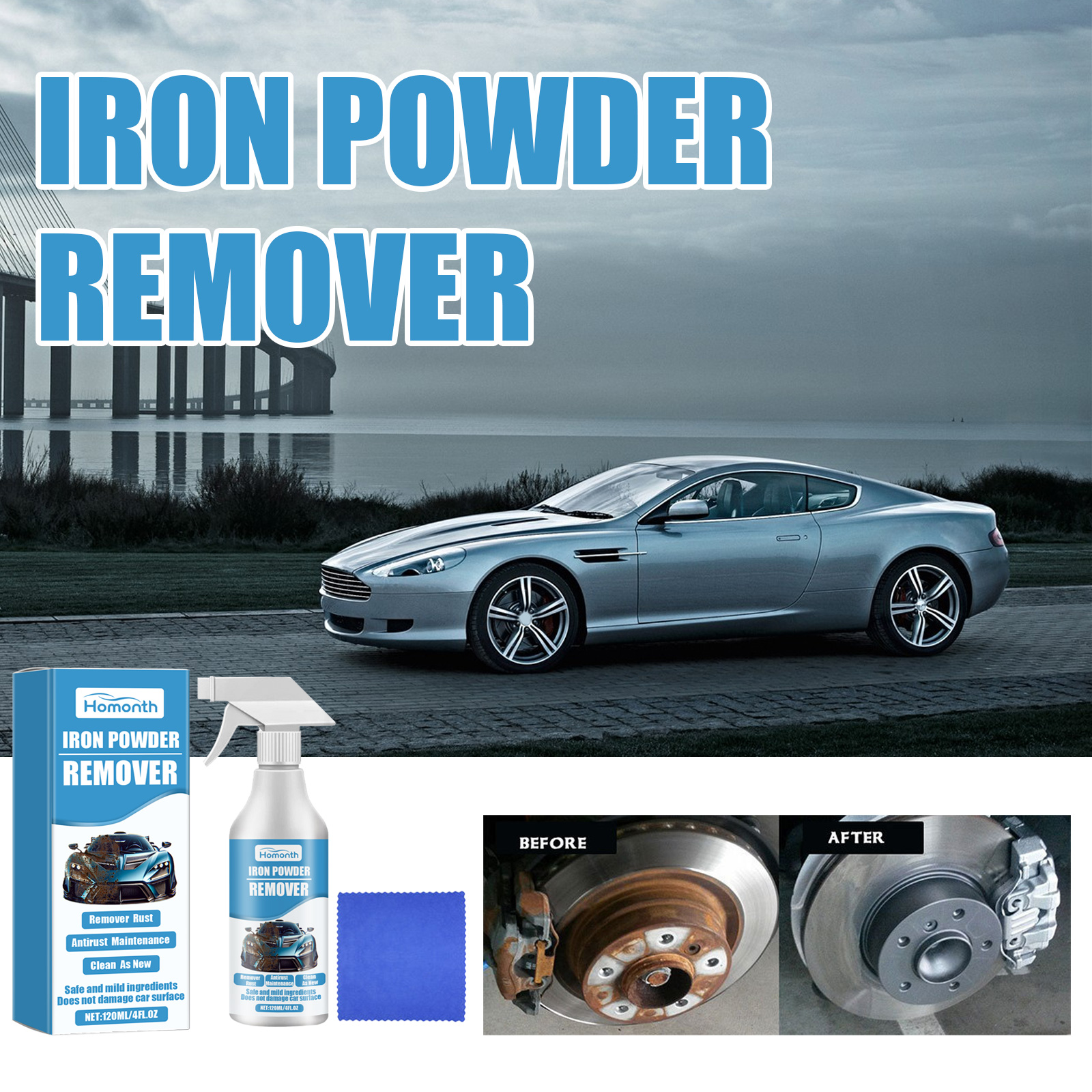 Iron Powder Remover, Paint Tire Rust Polish Decontamination