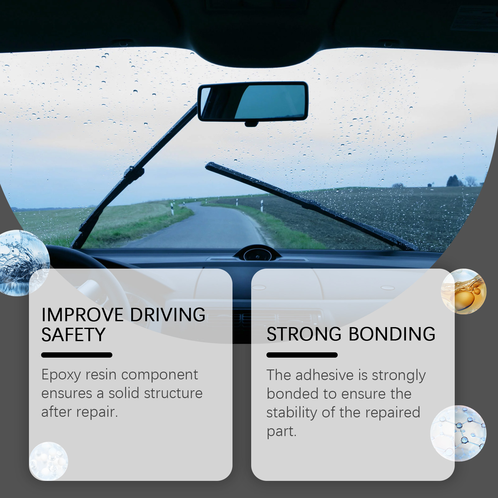 Windshield Crack Care Fluid, Glass Crack Bonding Repair Liquid