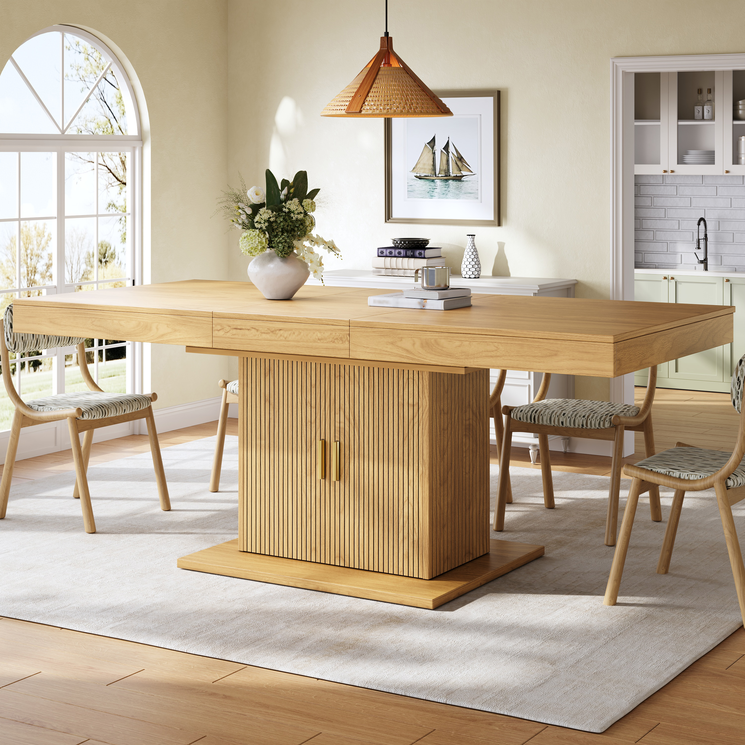 Extendable Dining Table With Integrated Storage Space 140-180 Cm, Vertical — image 5