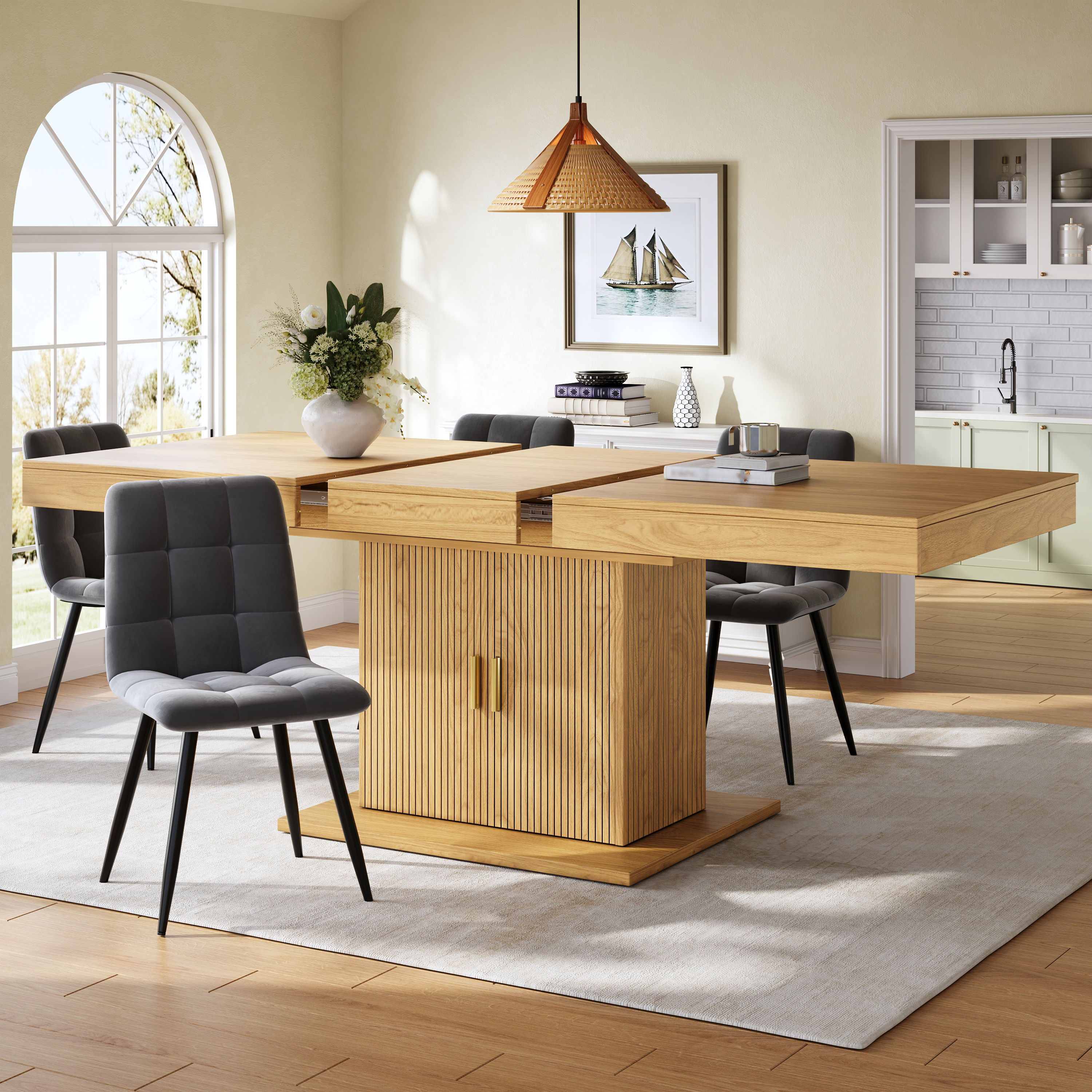 Extendable Dining Table With Integrated Storage Space 140-180 Cm, Vertical — image 3