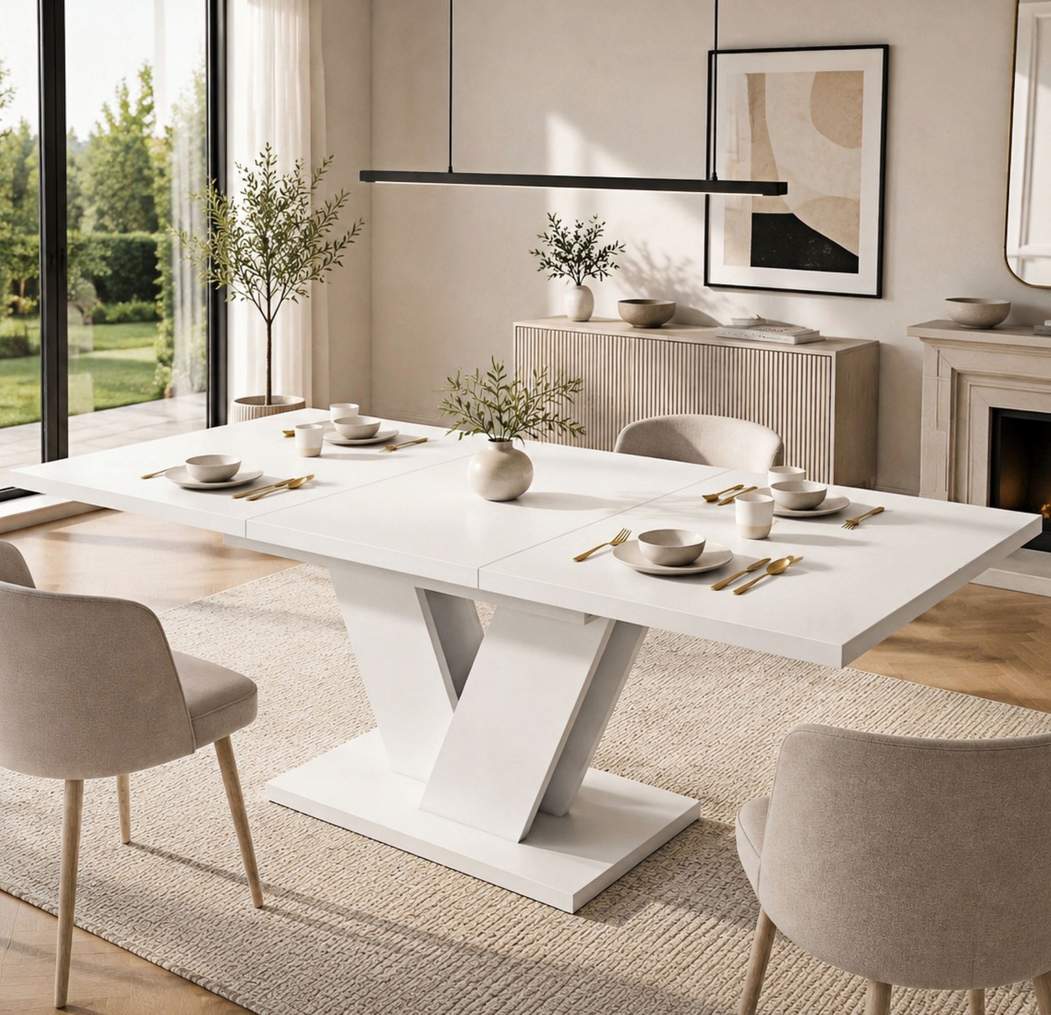 Extendable Dining Table 120 160x80 Cm, Suitable For 4-6 People, Rectangular