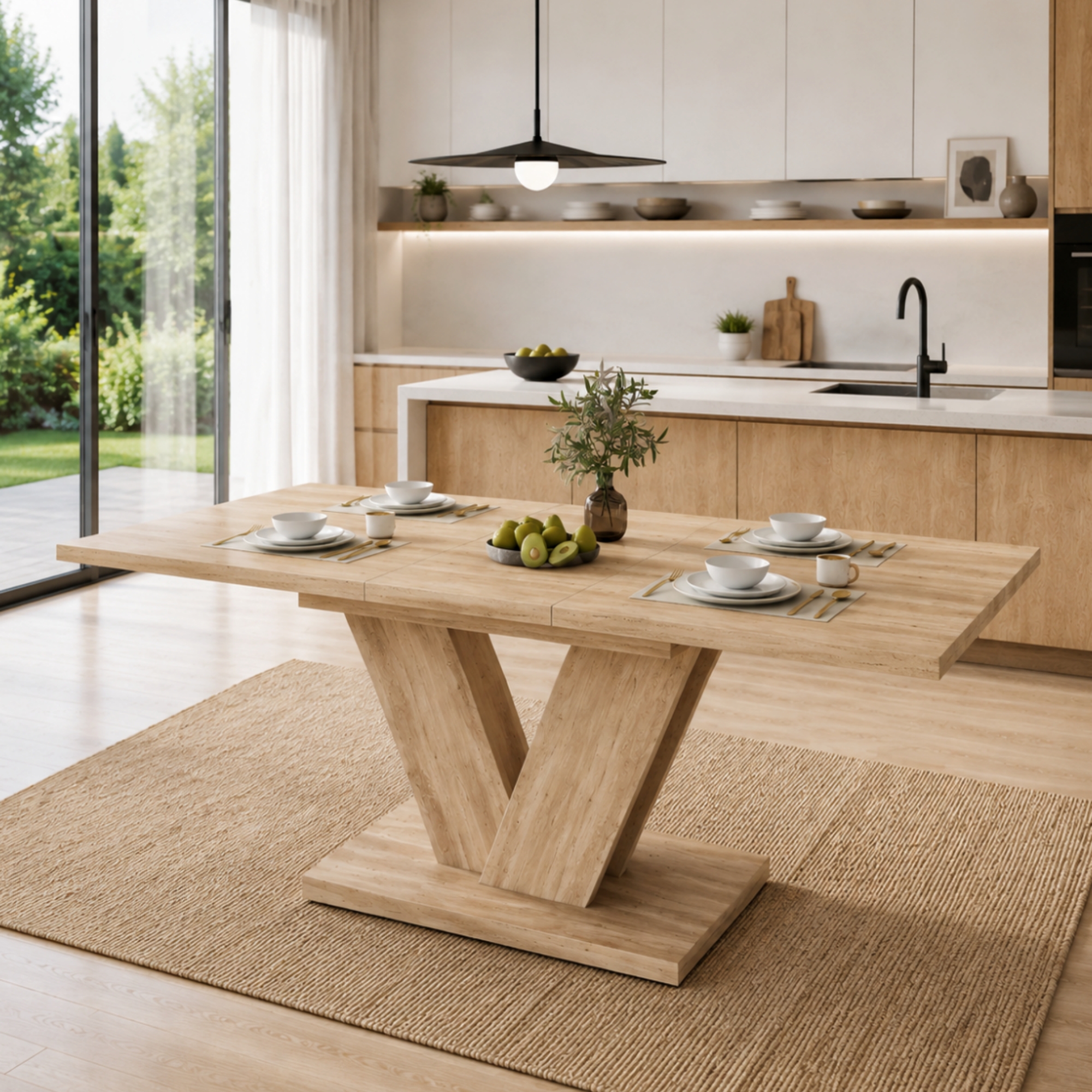 Extendable Dining Table 140 180x80 Cm, Suitable For 4-6 People, Rectangular