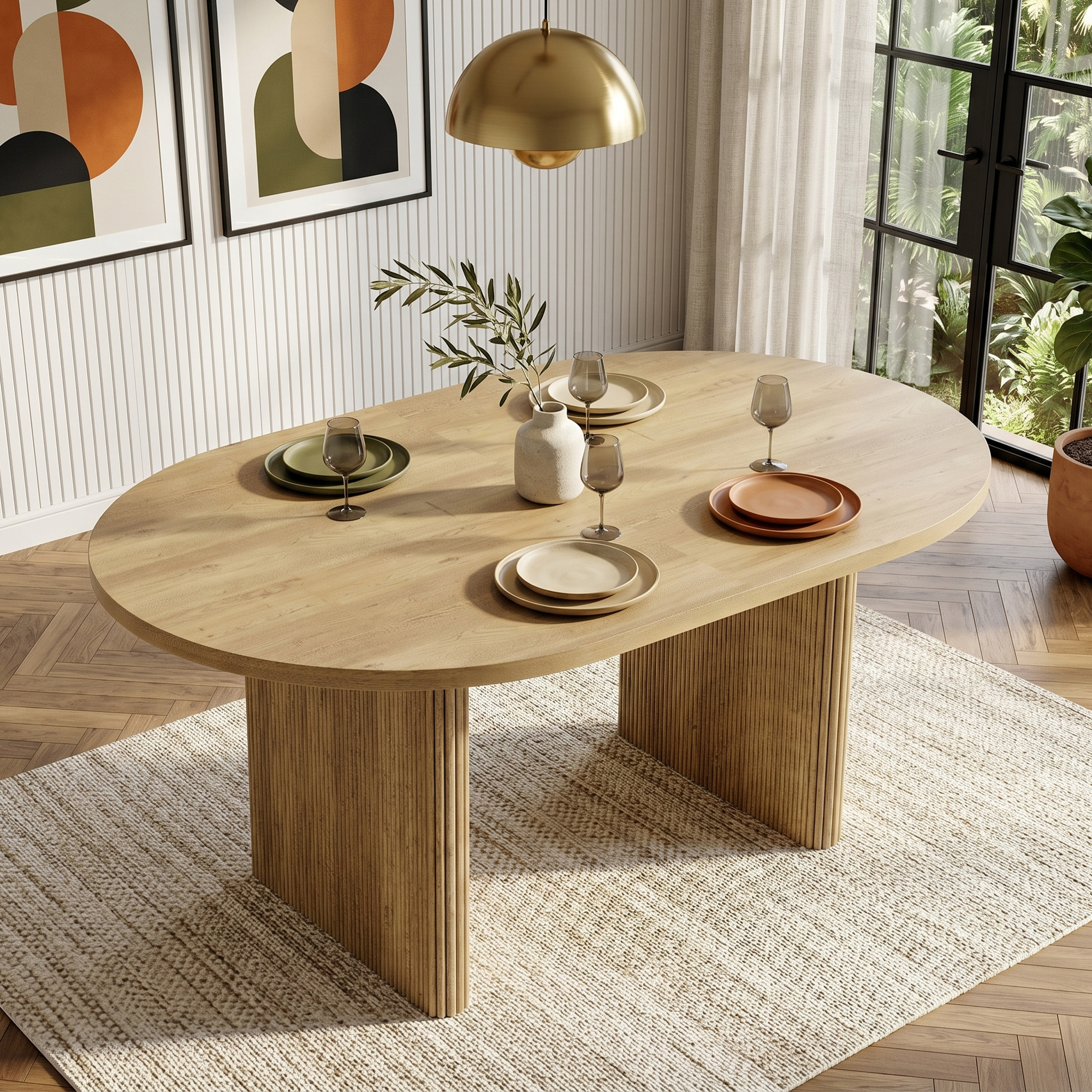 Extendable Dining Table 140 200 X90 Cm, Suitable For 6-8 People, With Rounded