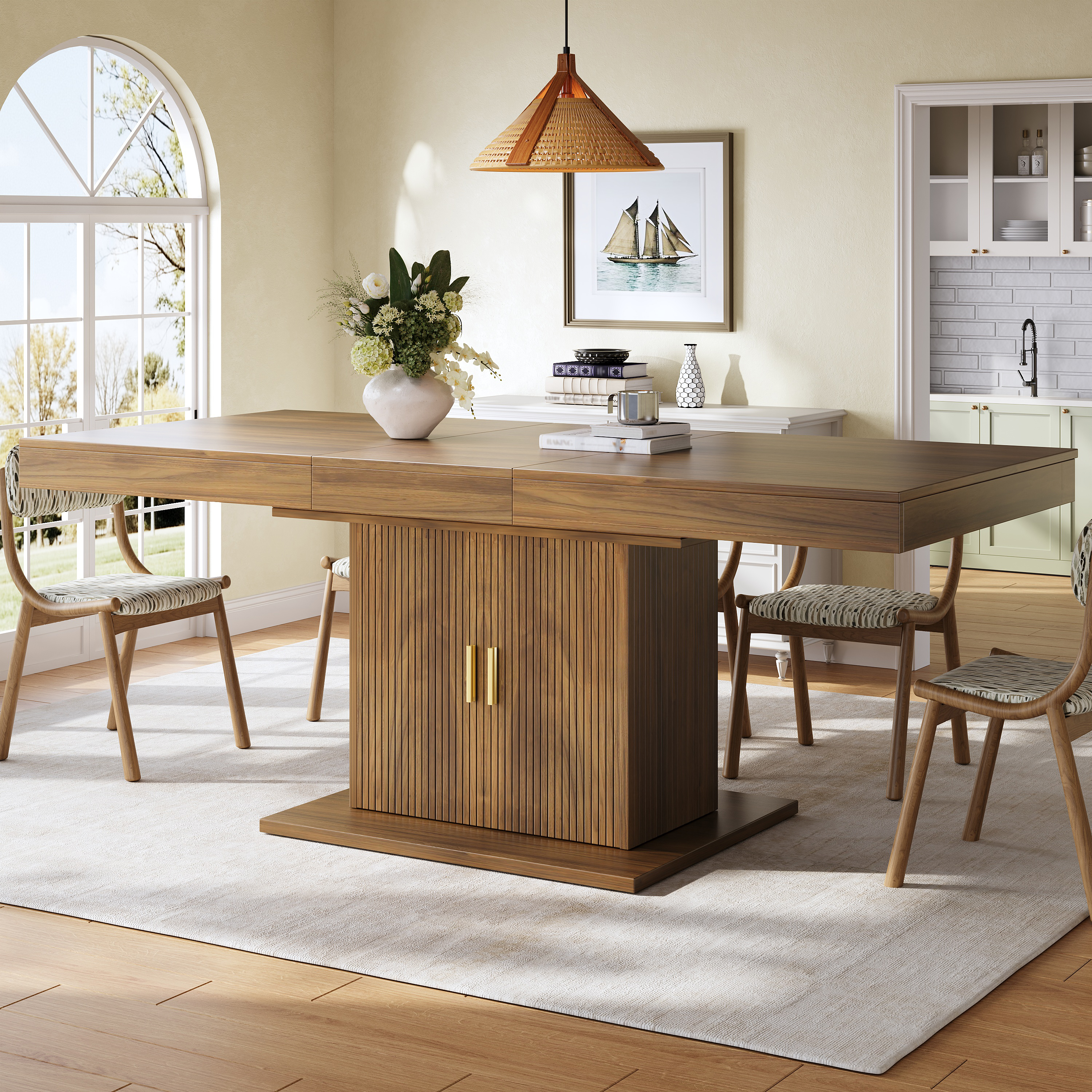 Extendable Dining Table With Integrated Storage Space 140-180 Cm, Vertical — image 5