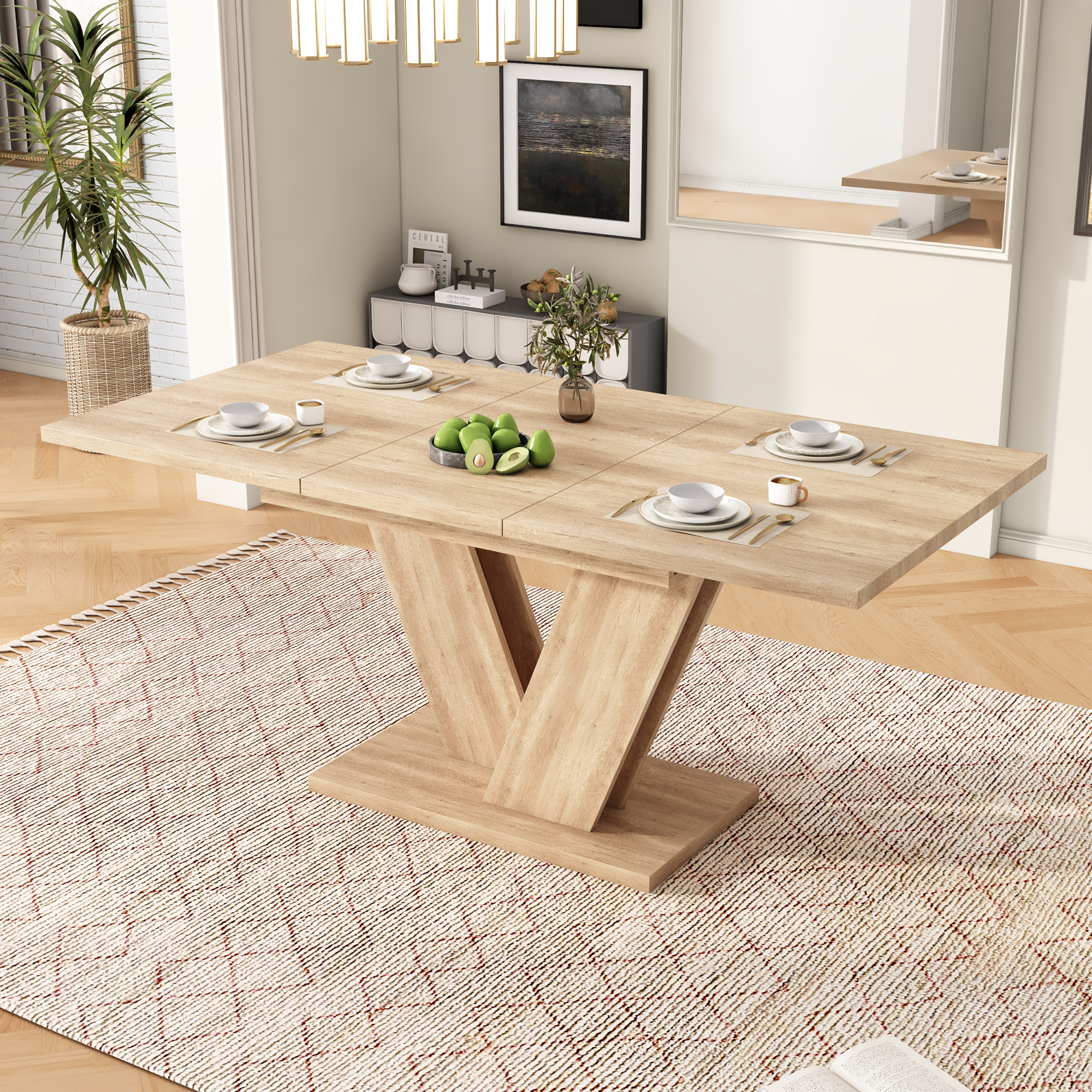 Extendable Dining Table 140 180x80 Cm, Suitable For 4-6 People, Rectangular — image 2