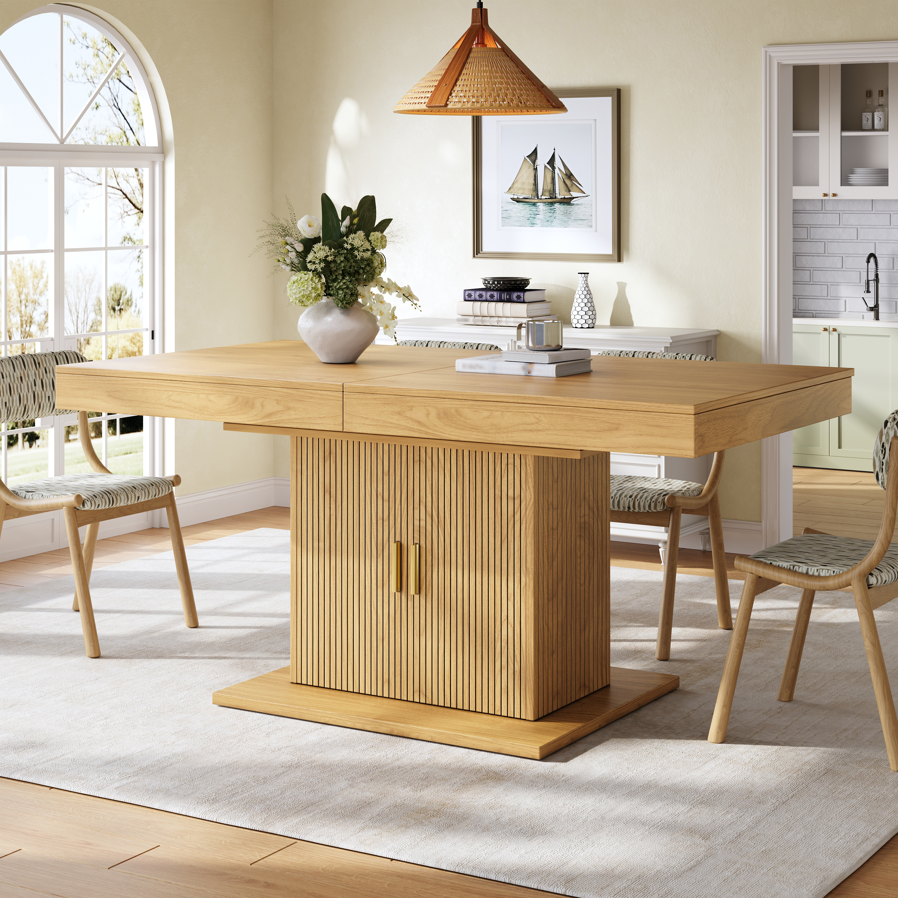 Extendable Dining Table With Integrated Storage Space 140-180 Cm, Vertical — image 4
