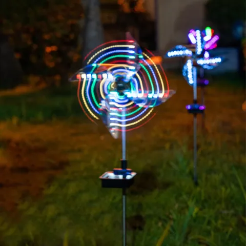 Led Solar Wind Spinner Light Garden Path Outdoor Yard