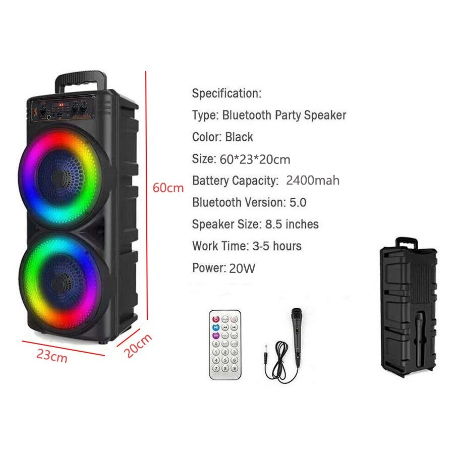 Portable Bluetooth Speaker Sub Woofer Heavy Bass Sound System Party Mic UK 2