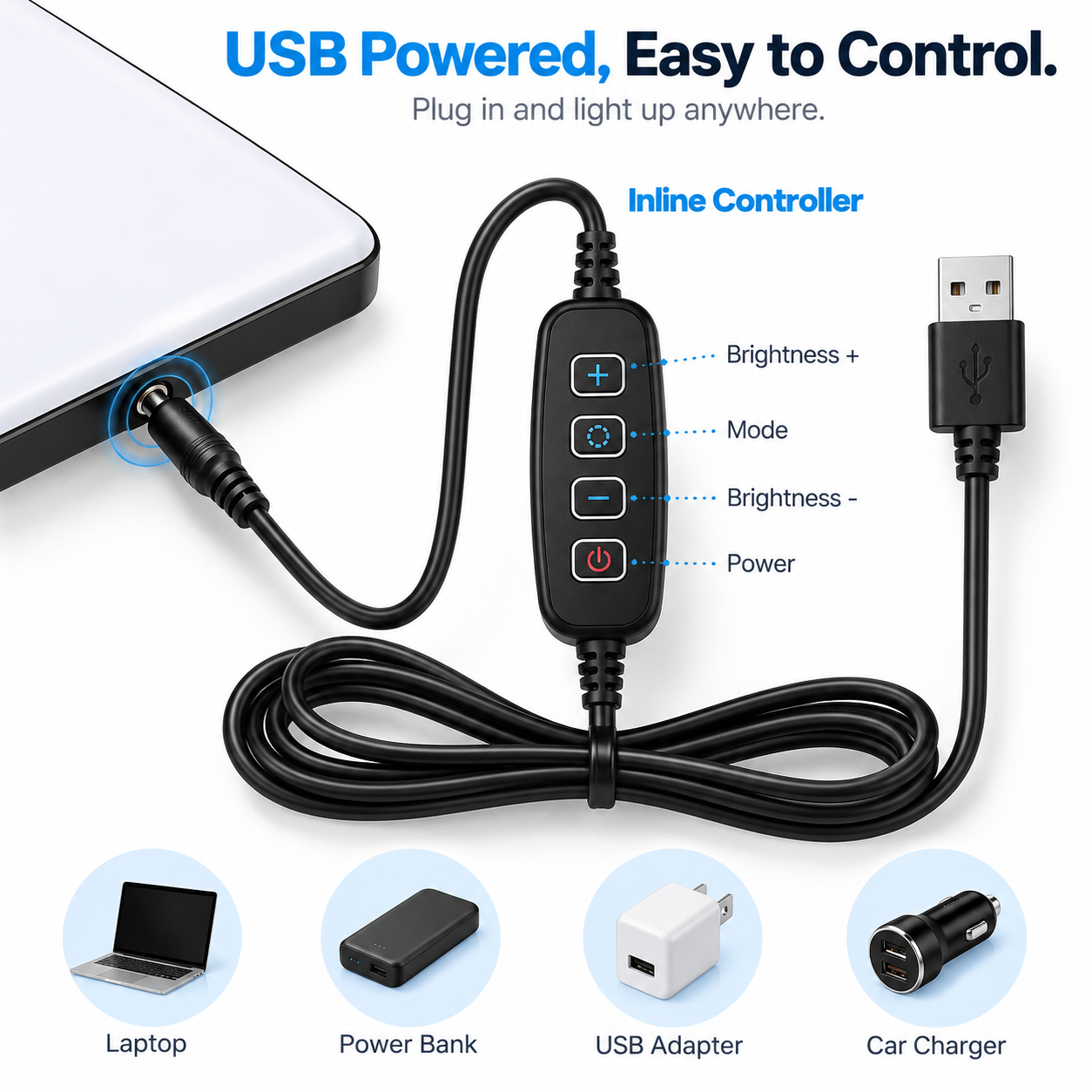 LED Fill Light With Adjustable Tripod Stand, USB Powered Dimmable Panel 3