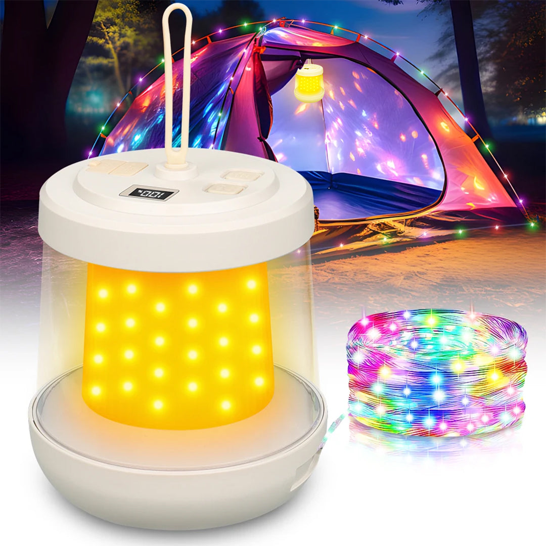 Camping Lantern With Power Bank - 3 Light Modes, Water-Resistant, RGB Ambient Lights