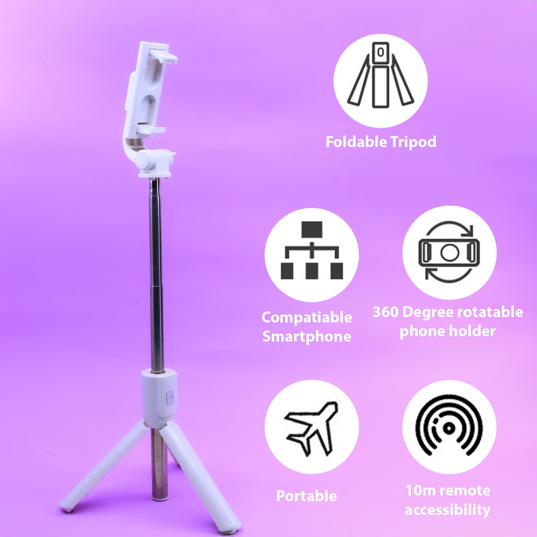Extendable smartphone selfie stick with remote (standard)