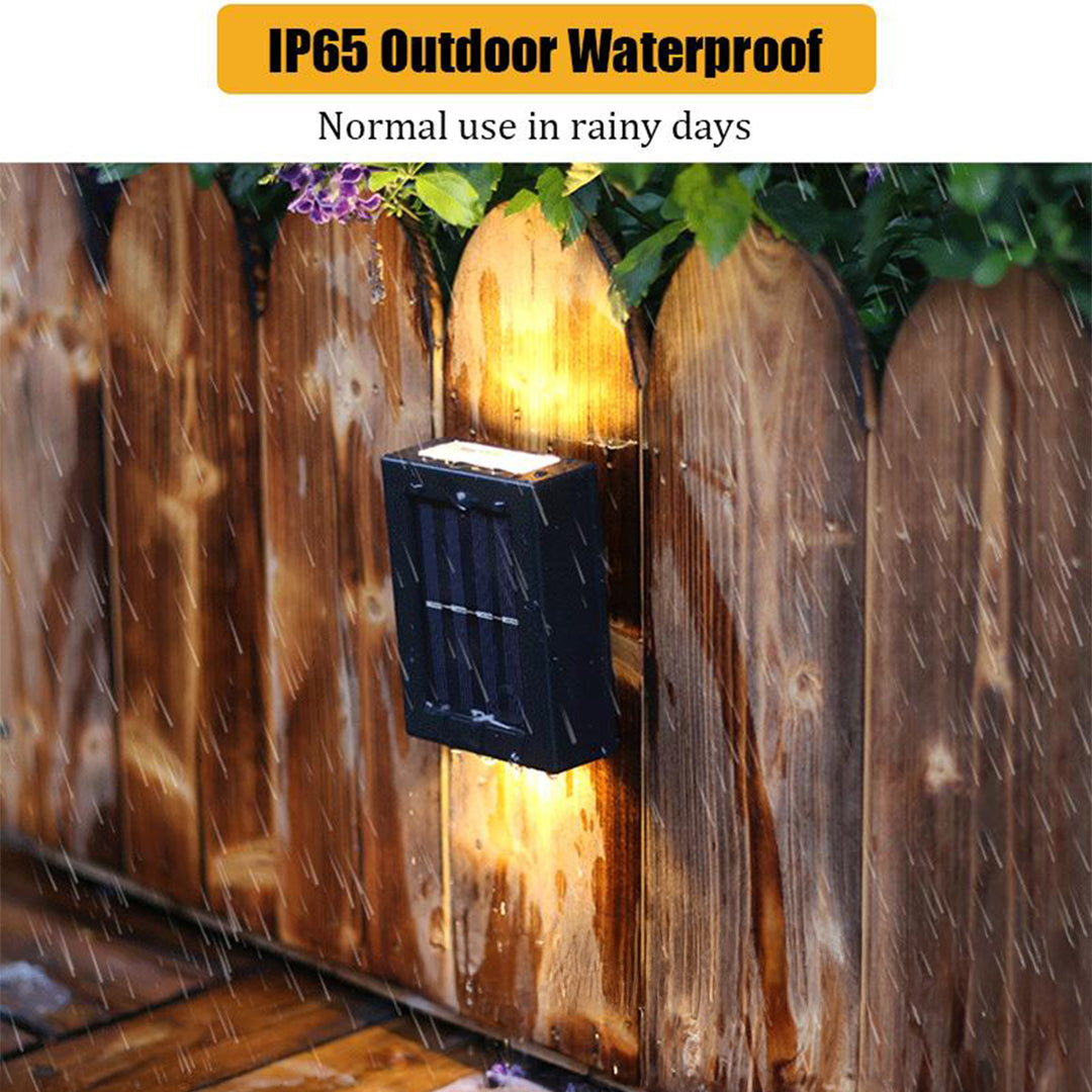 Pack Of 2 Solar Outdoor Wall Light - Waterproof For Garden & Patio