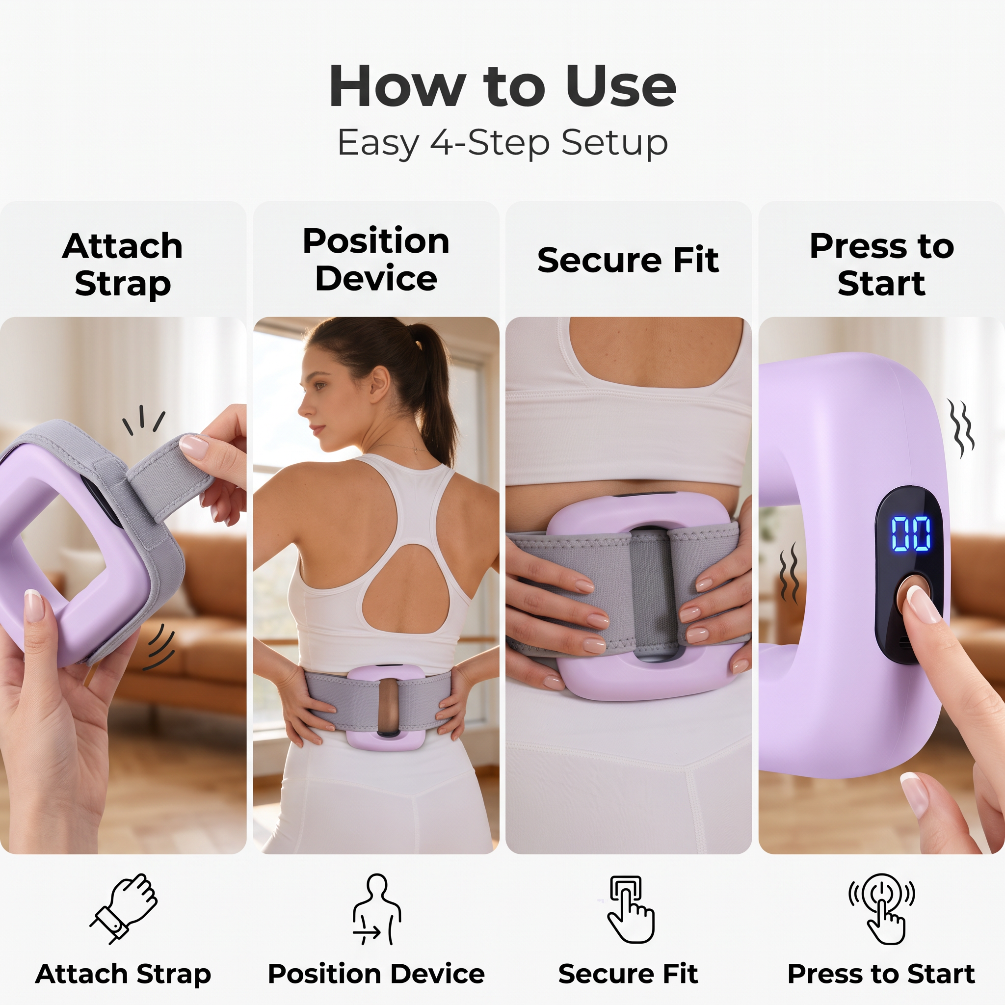 Rechargeable Fascial Ring Massager With Adjustable Strap, 8 Settings, LED — image 5