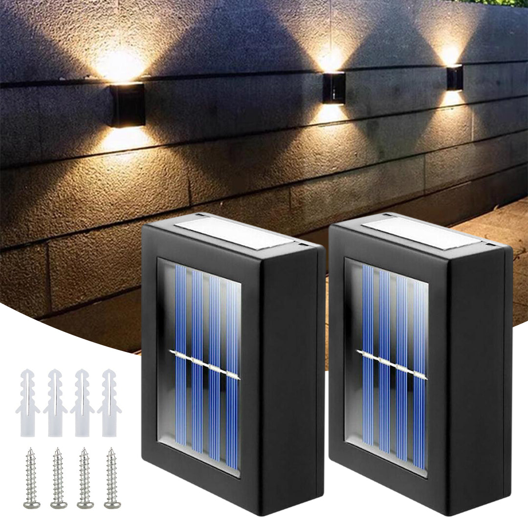 Pack Of 2 Solar Outdoor Wall Light - Waterproof For Garden & Patio