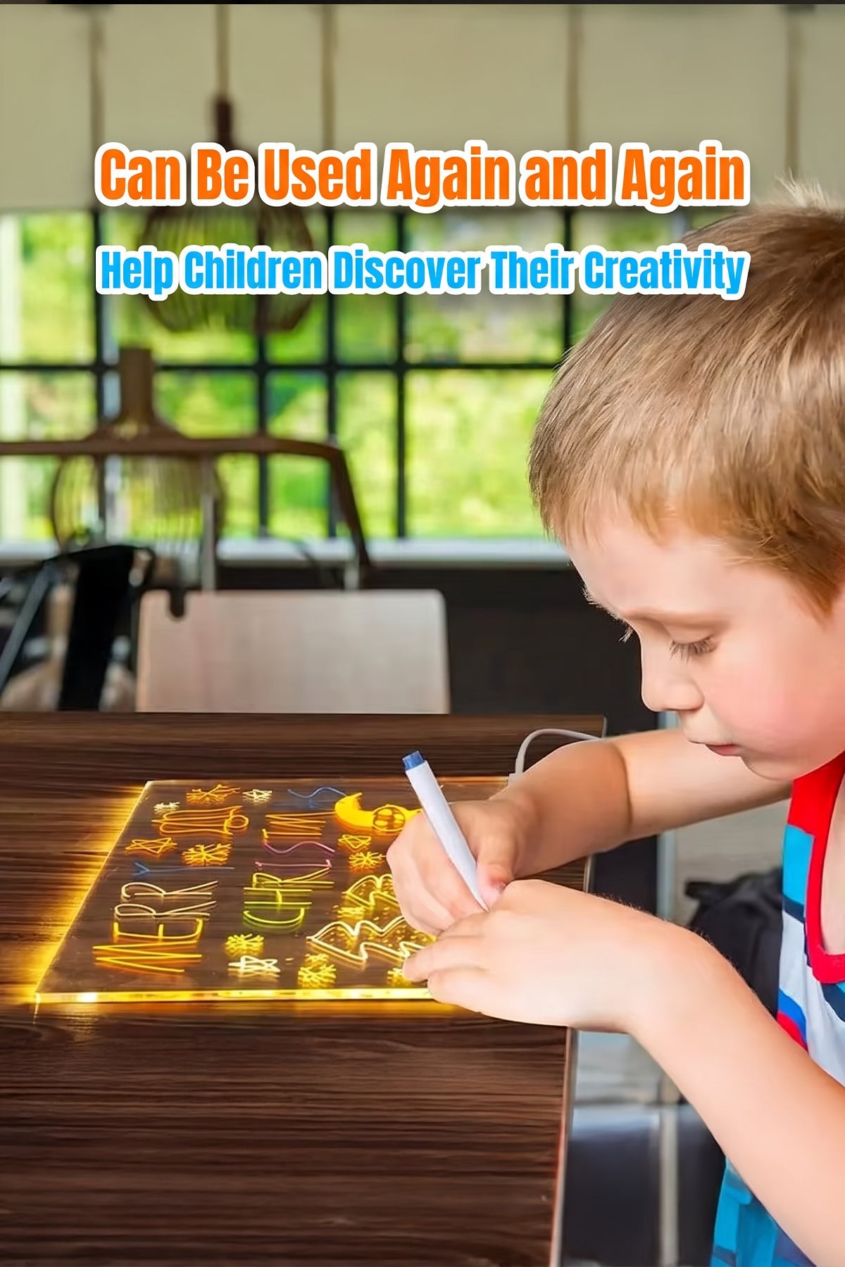 30 X 20 Cm LED Acrylic Message Board With 7 Colour Pens, USB Light Up Drawing — image 4