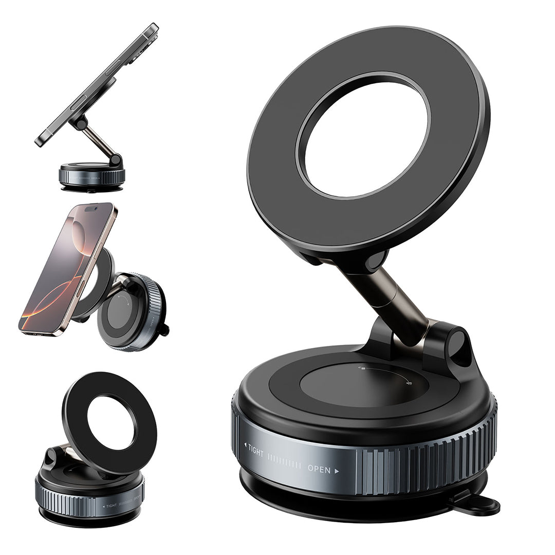 360 Degree Adjustable Magnetic Phone Holder - Vacuum Base & Foldable Design
