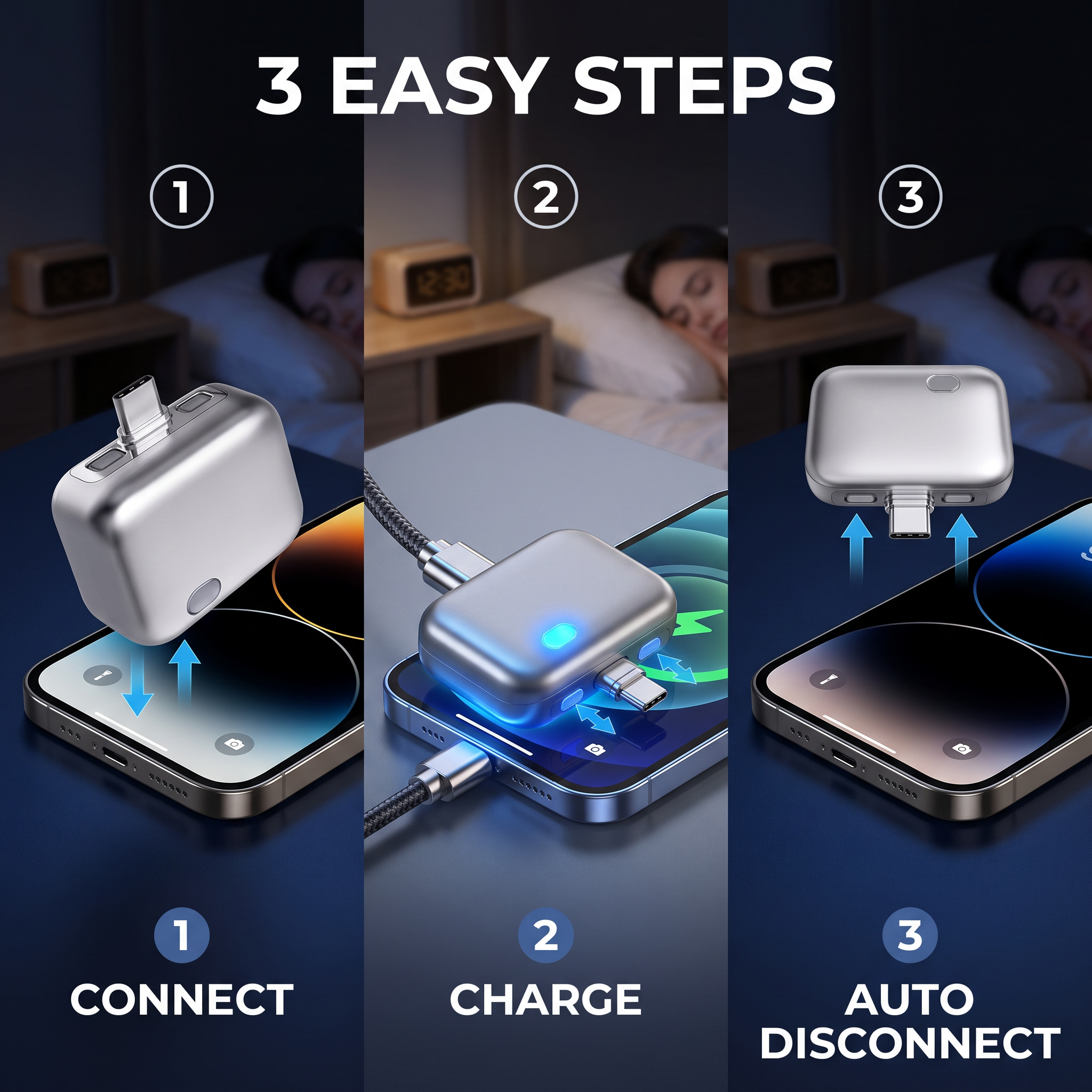 USB-C Smart Charging Adapter With Auto Disconnect, Fast Support & Power