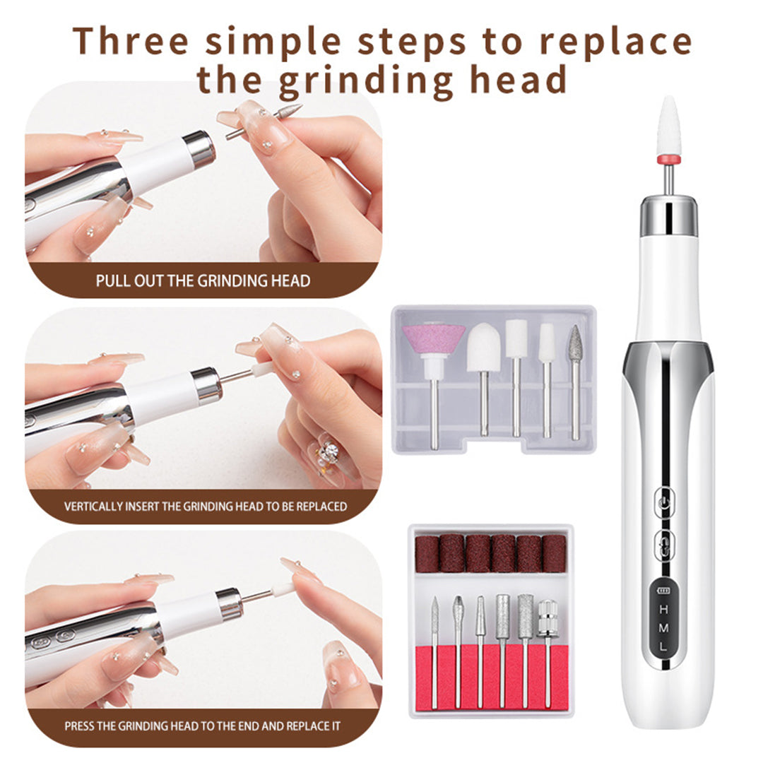 Cordless Electric Nail Drill With 12 Bits And USB Rechargeable Design